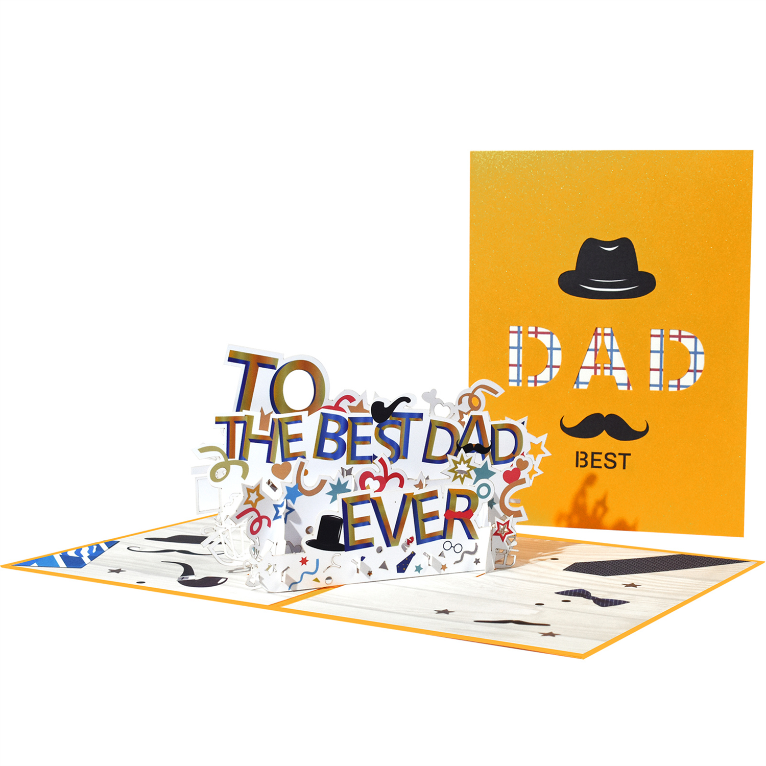 Brightfeel Best Dad Ever Whimsical Icons Pop Up Celebration Father's Day Or Birthday Card - White