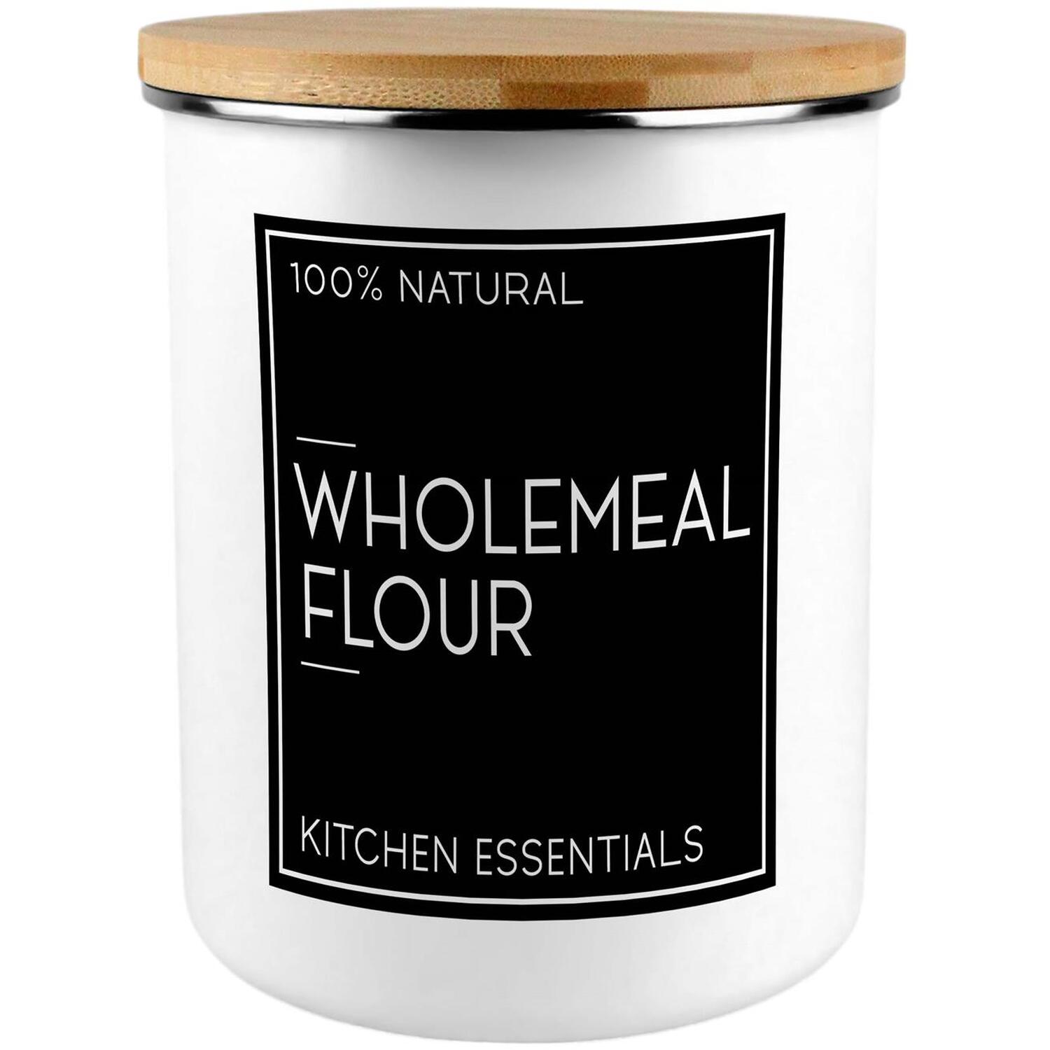 Inverted Minimalist Wholemeal Flour Storage Canister - Stylish Gift For Bakers - Image 2