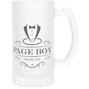 Page Boy Frosted Glass Stein - Wedding Party Gifts