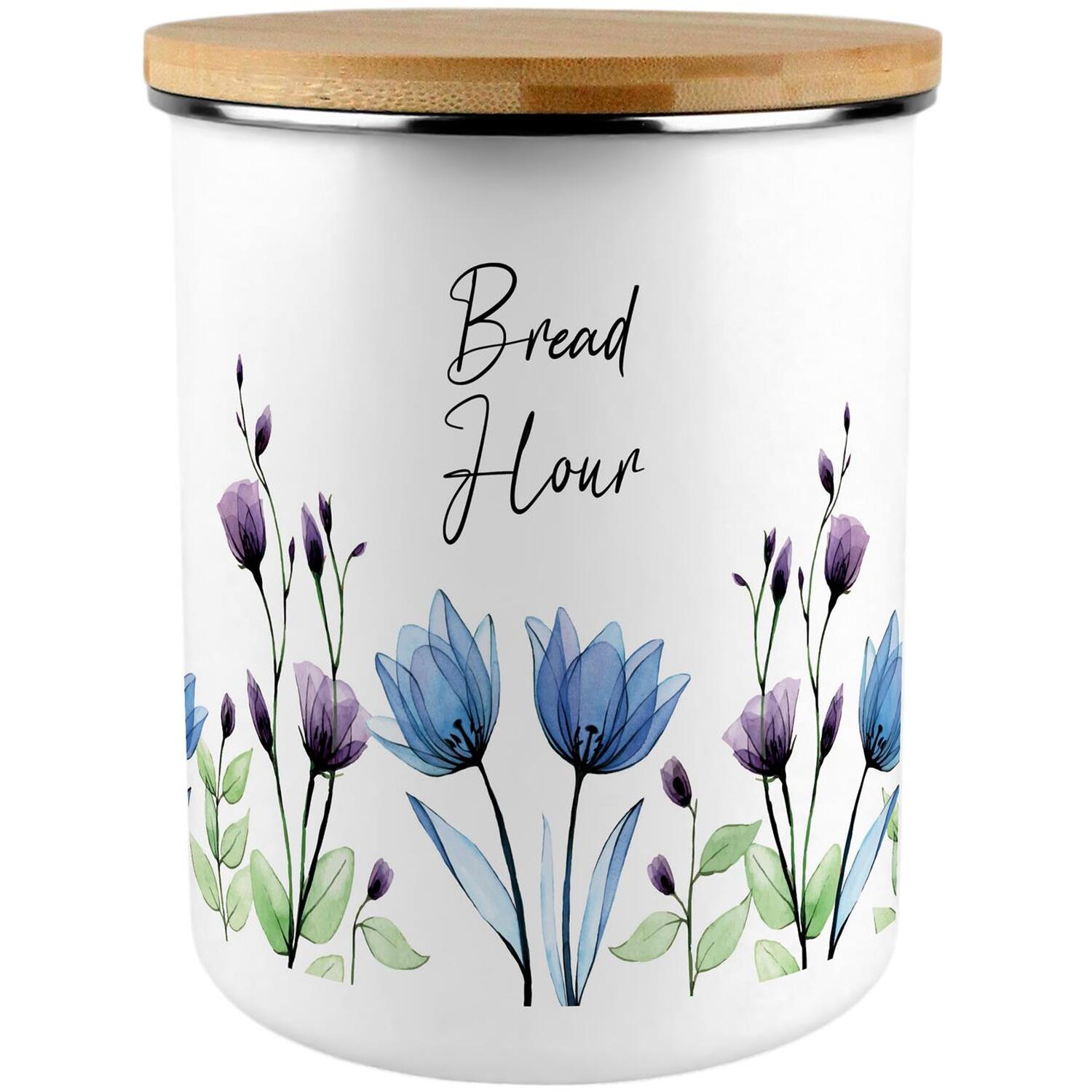 Purely Home Blooming Lovely Extra Large Bread Flour Canister - Blue - Image 3