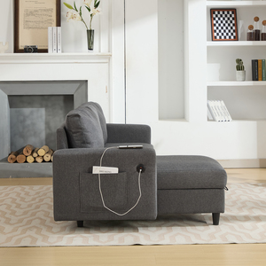 Grey 3 Seater L-Shaped Sofa with Storage, USB, LED Lights and Side Pockets