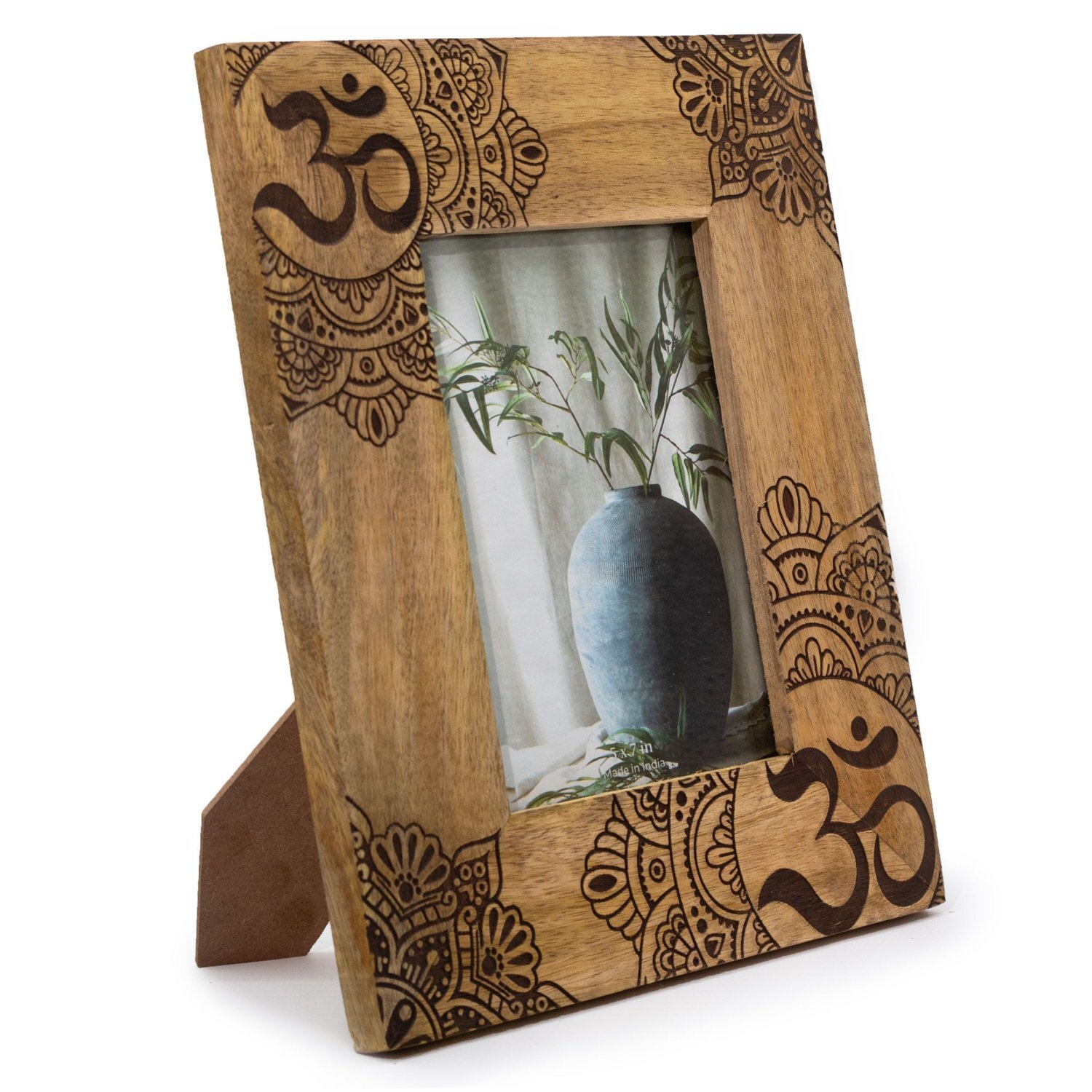 KDMD Large Mango Wood Picture Frame with Mandala Design Black 13x18cm in Brown | Size: 13x18 cm