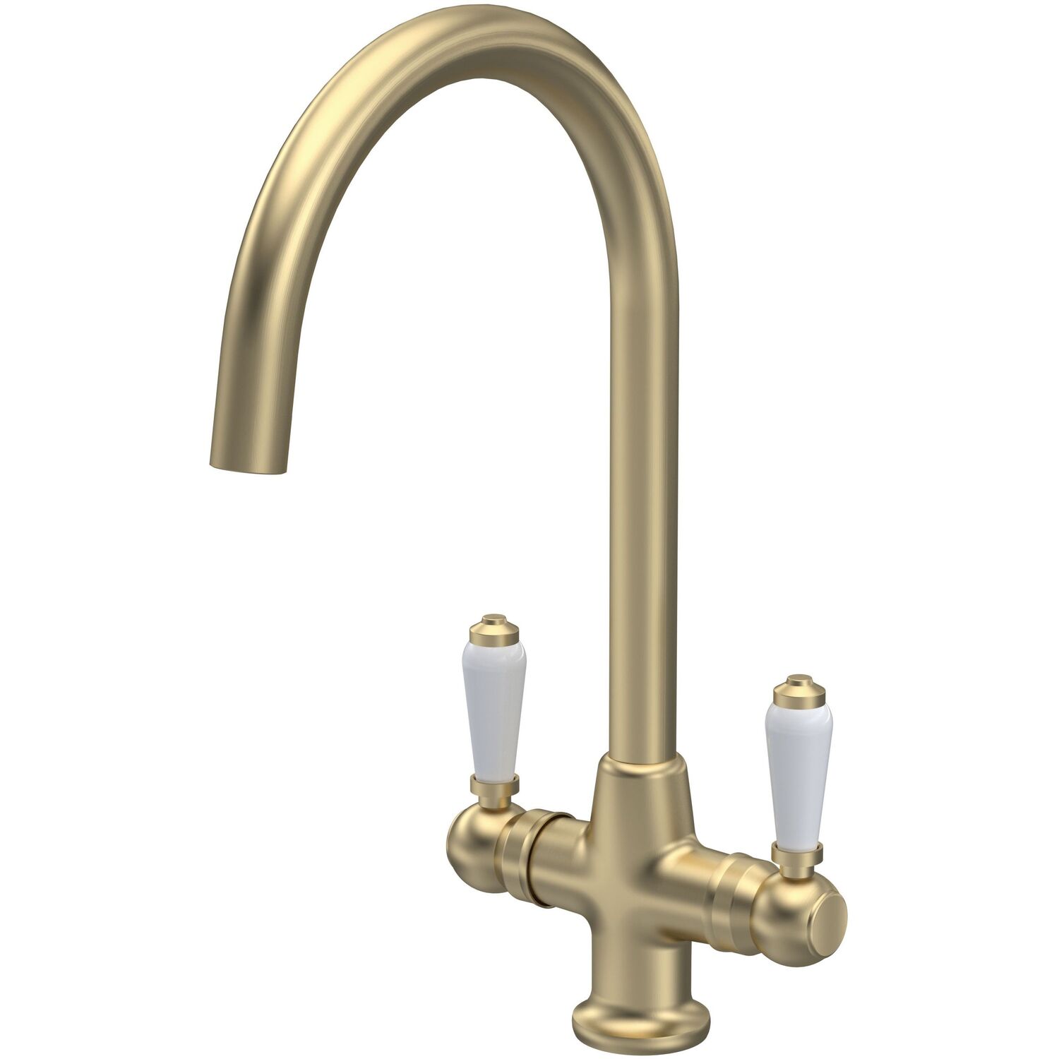Balterley Unisex Metallics Traditional Kitchen Sink Mono Mixer Tap - Brushed Brass Lever Handles In - Image 2