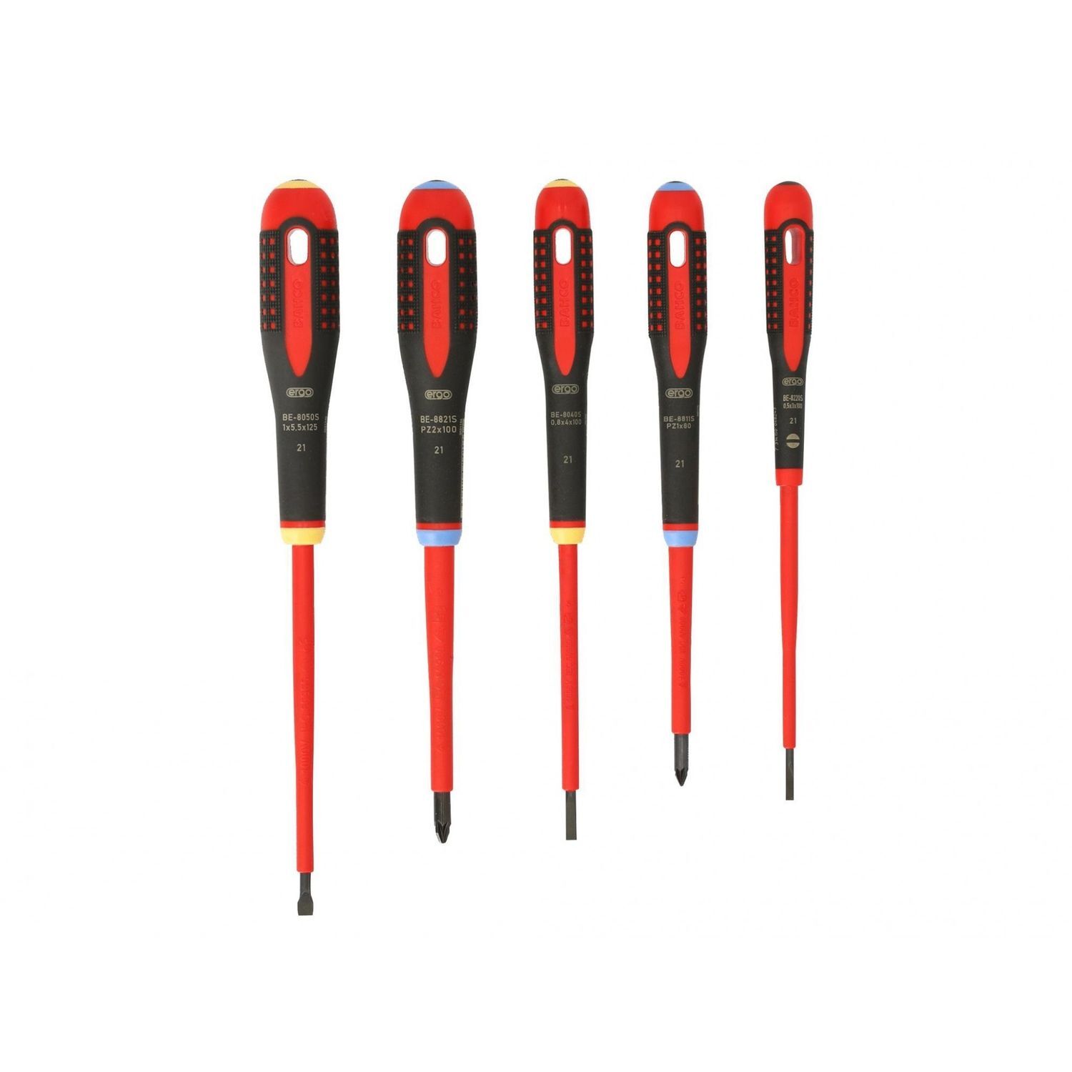 Bahco Be-9882S Ergo Vde Insulated Screwdriver Set, 5 Piece - Multi Colour