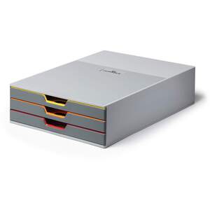Varicolor Desktop Organiser 3 Drawer Colour Coded Storage - A4+