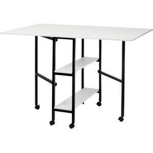 Sewing Online Quilting/Fabric Cutting Table, White with Black Legs and Wheels
