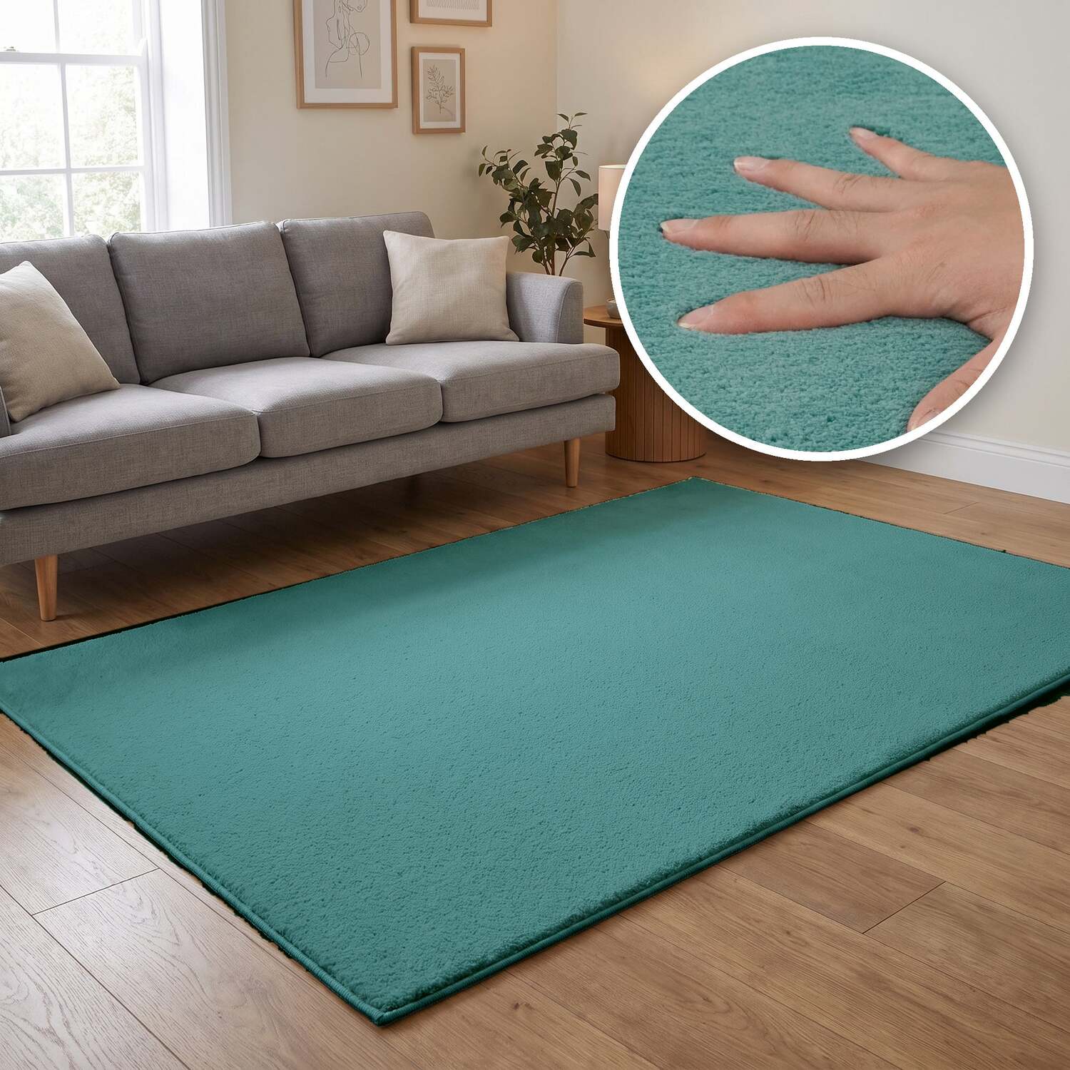 The Rugs Washmellow Machine Washable Soft Pile Area Rug With Non-Slip Backing - Duck Egg Blue / 160Cm / 120Cm / 1.92Kg