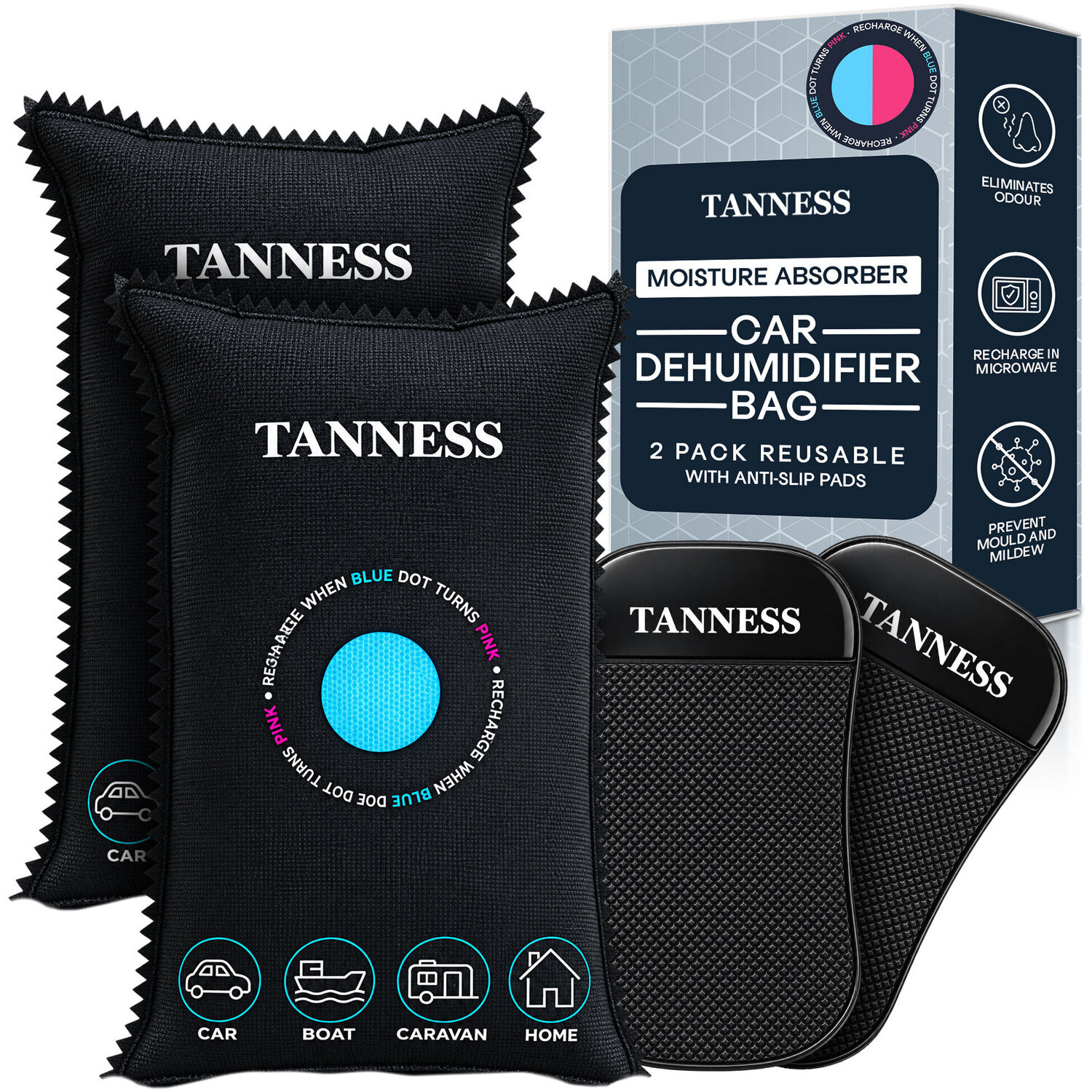 B&Q -  400G Reusable Car Dehumidifier Bag Moisture Absorber With Colour Indicator2 Pack - Image 3