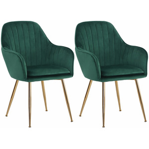 Green Set of 2 Velvet Dining Armchairs shot 21678034