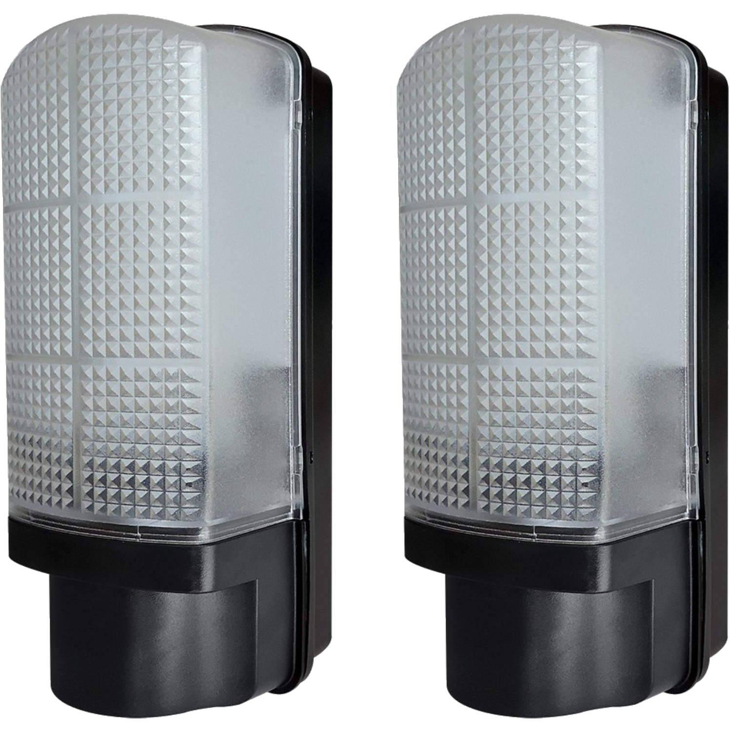 First Choice Lighting Set Of 2 Meridian Outdoor 7W Led Bulkhead Wall Lights - Black & Frosted