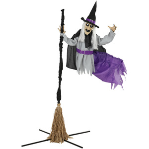 Animated Flying Witch Halloween Decoration for Indoor/Outdoor Use