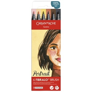 Portrait Fibralo Brush Pens - Assorted Colours / 6 Pack