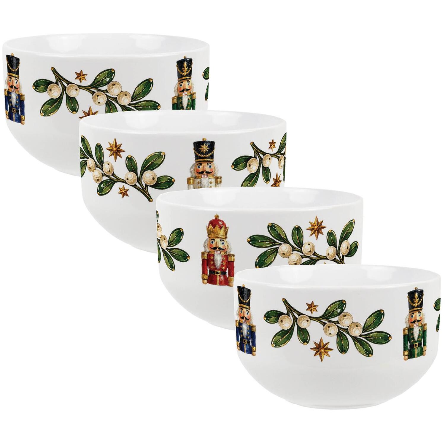 Purely Home Festive Nutcrackers Ceramic Dessert Bowl - White