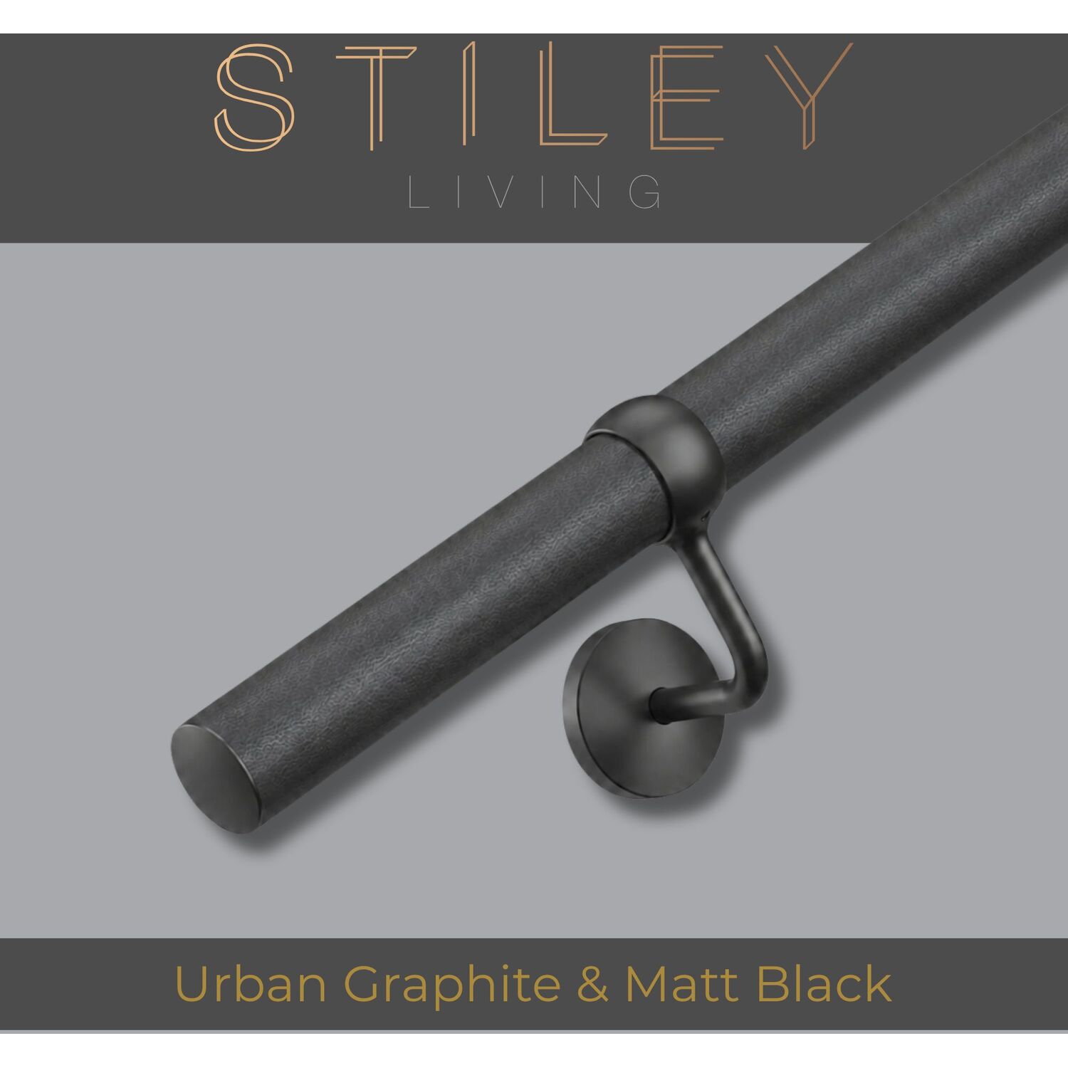 3.6m Banister Stair Handrail Kit Urban Graphite & Matt Black Brackets | Complete Banister Kit, FIRA Tested & BS 6180:2011 Compliant, 10 Year Warranty, Durable Construction, Easy Maintenance - Image 2