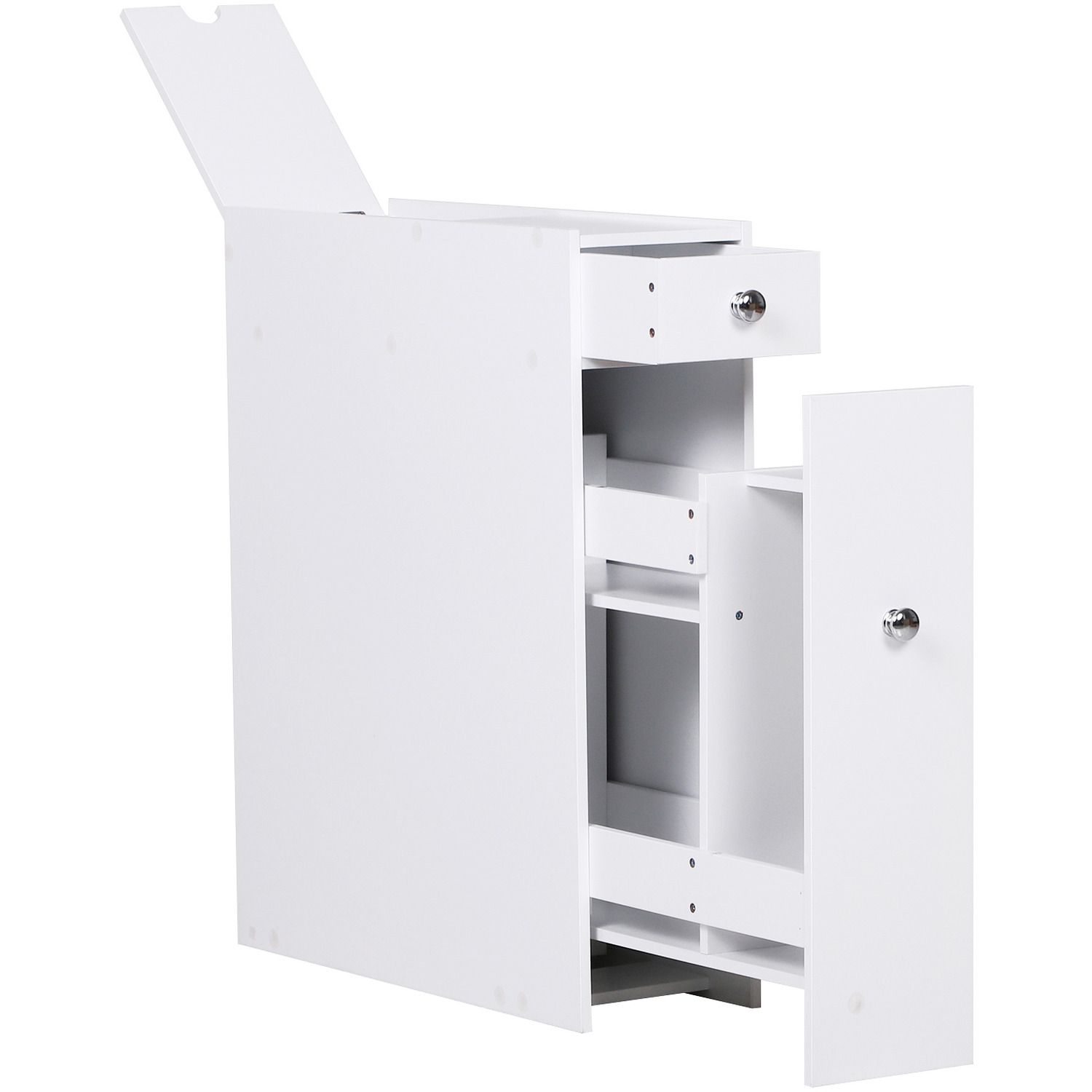 Homcom Bathroom Slim Floor Cabinet With Drawers - White
