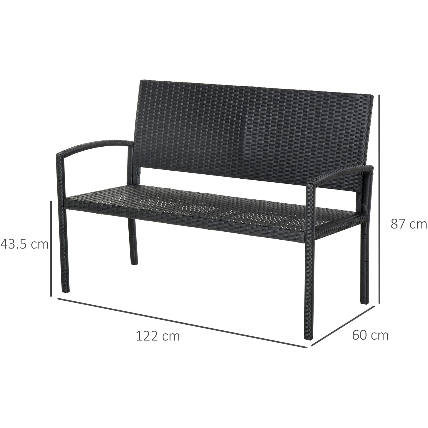 Patio Rattan 2 Seater Garden Bench Love Seater