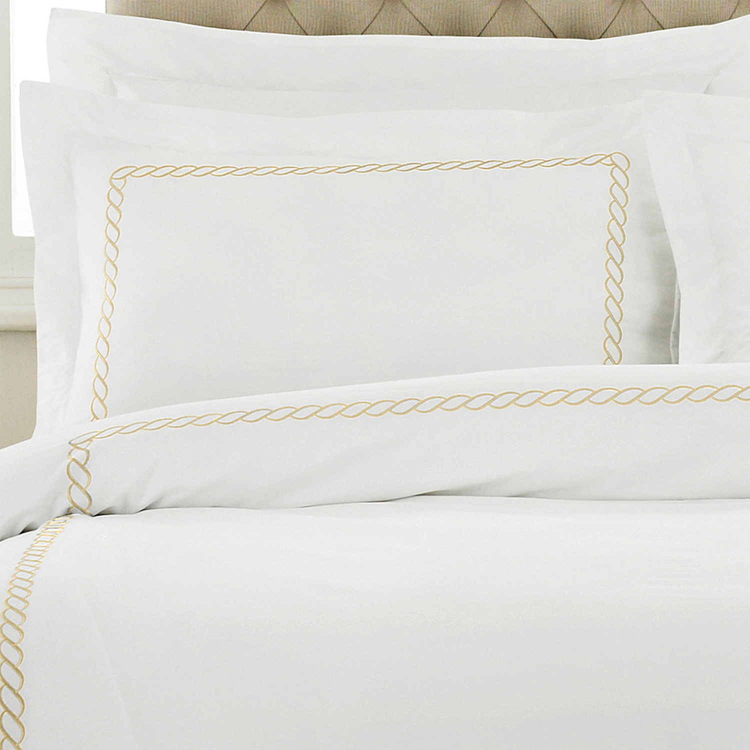 Make It A Home Soho Embroidered Pillowcase - Gold