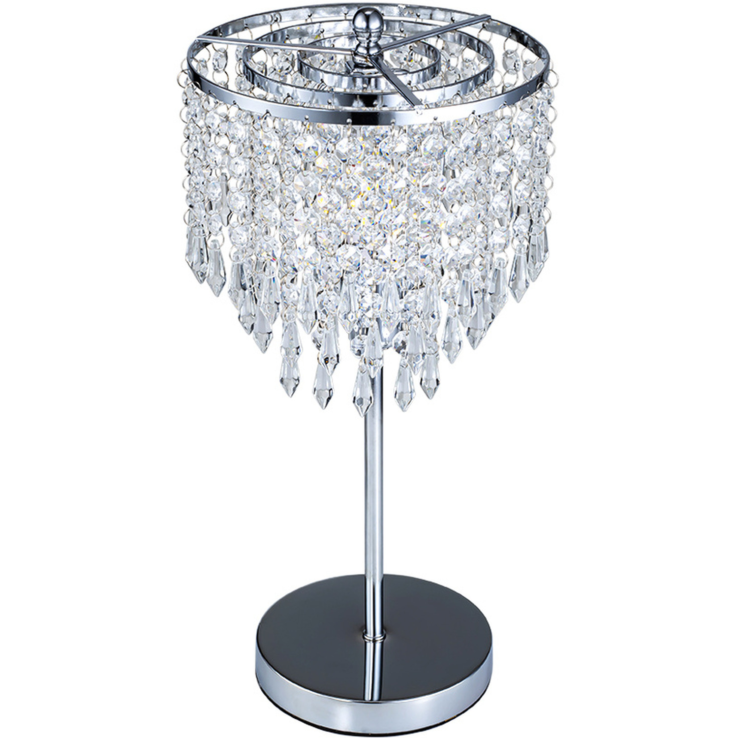 Crystalling Pendant Jewelled Table Lamp With Chrome Base - Silver