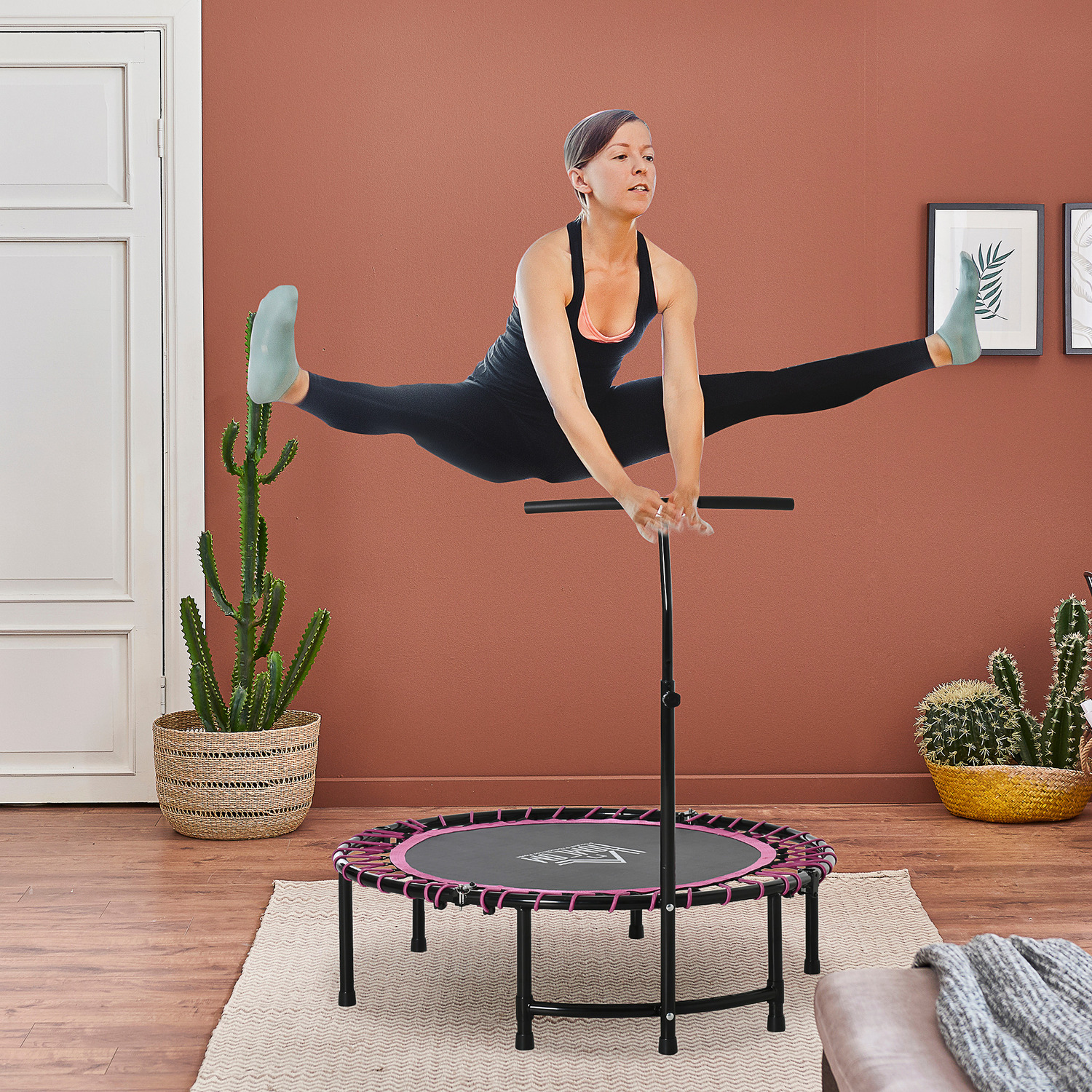 Homcom Trampoline Outdoor Bouncer Jumper 3-Level - Pink