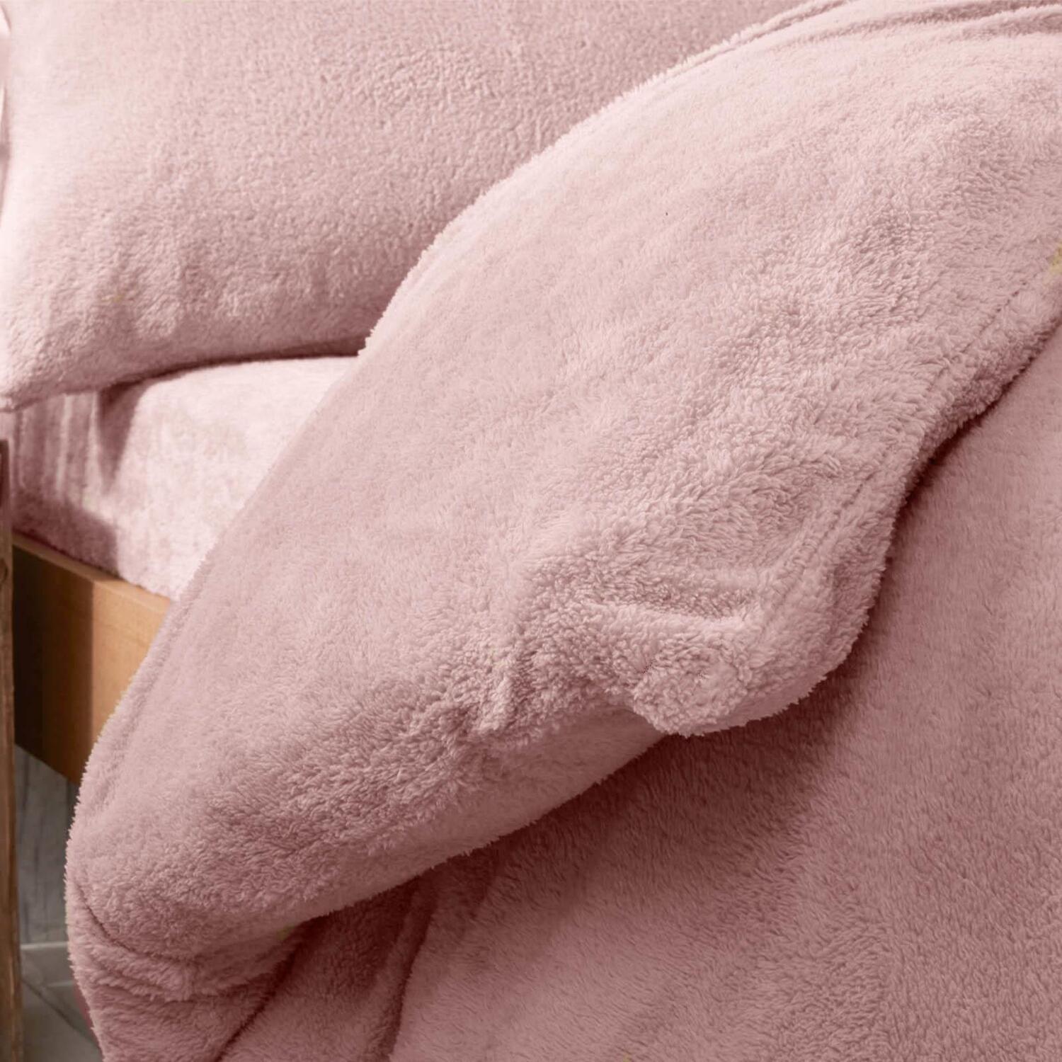 Teddy Fleece Duvet Cover Set - Pink Double
