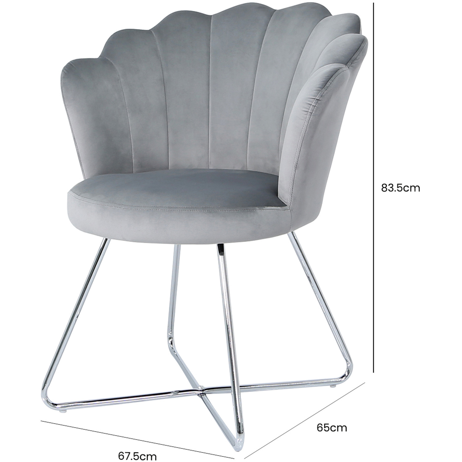 Accent Velvet Dining Shell Chair with Silver Legs
