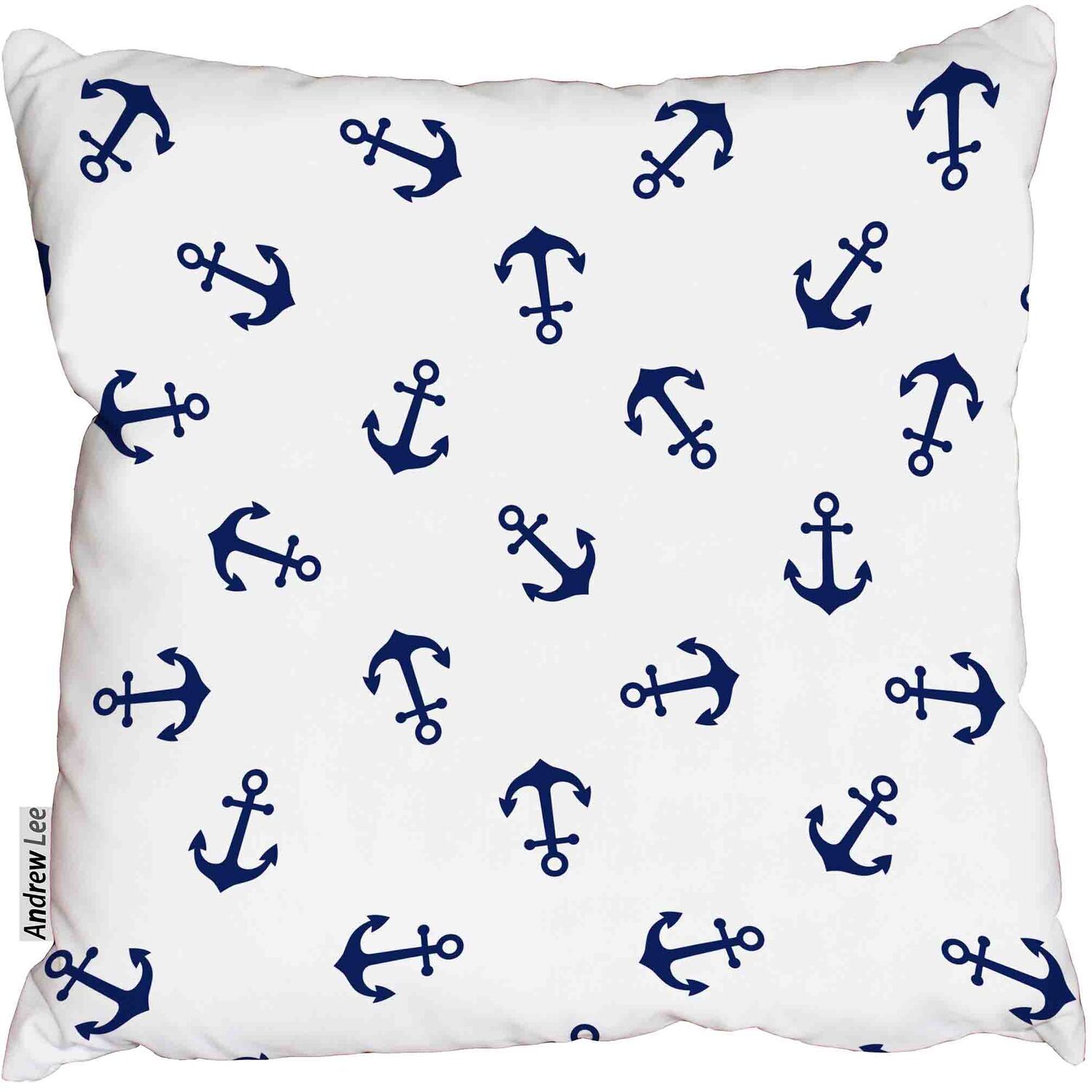 Blue on white Anchors Cushion - Blue / 60cm