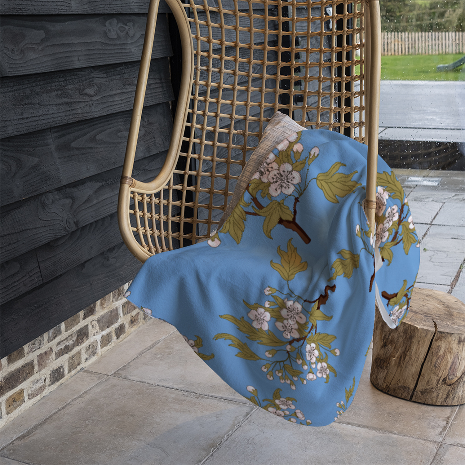 Orchid Branches On Blue Blanket - Blue