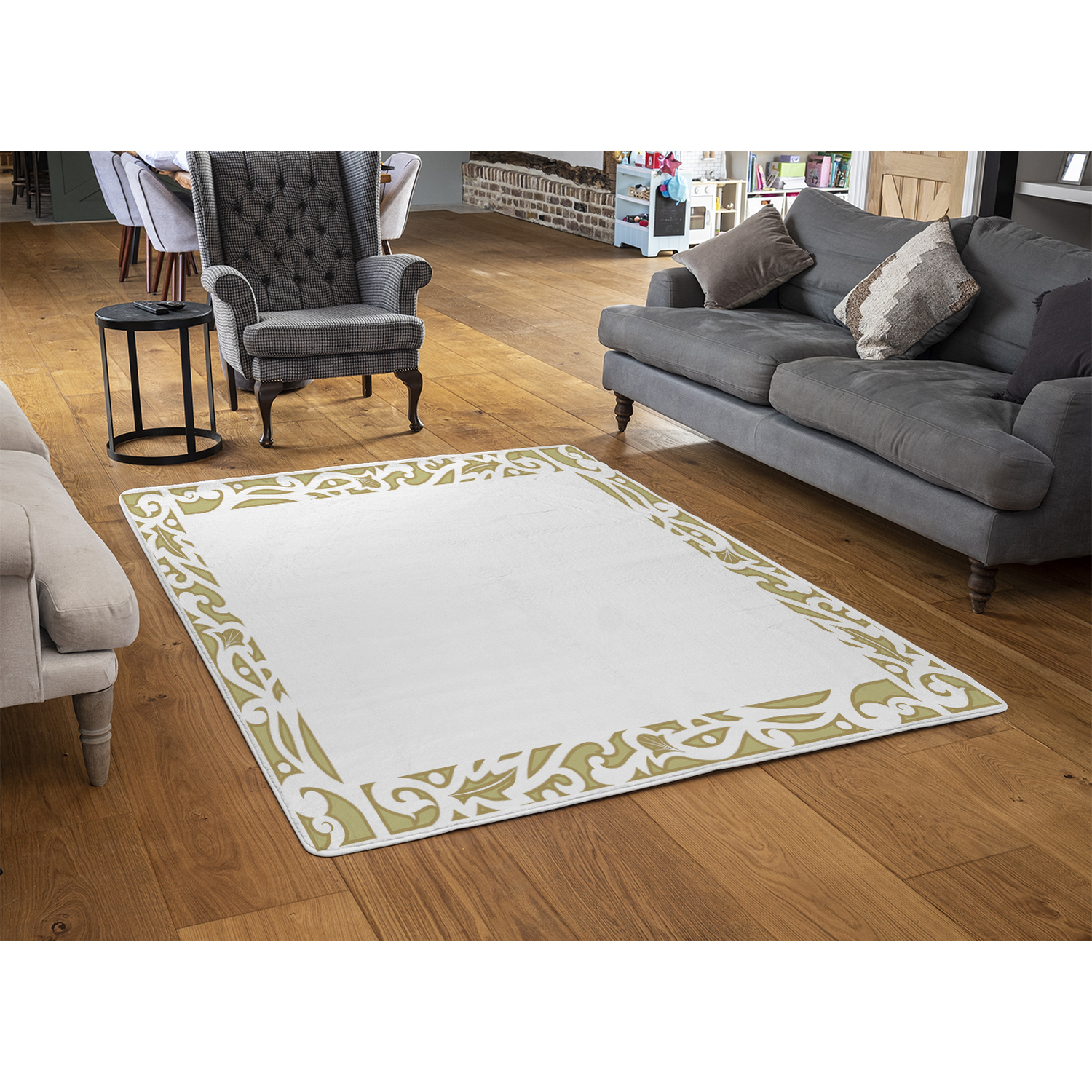 Egyptian Hieroglyphs Golden Border Rug - Gold / 150cm thumbnail