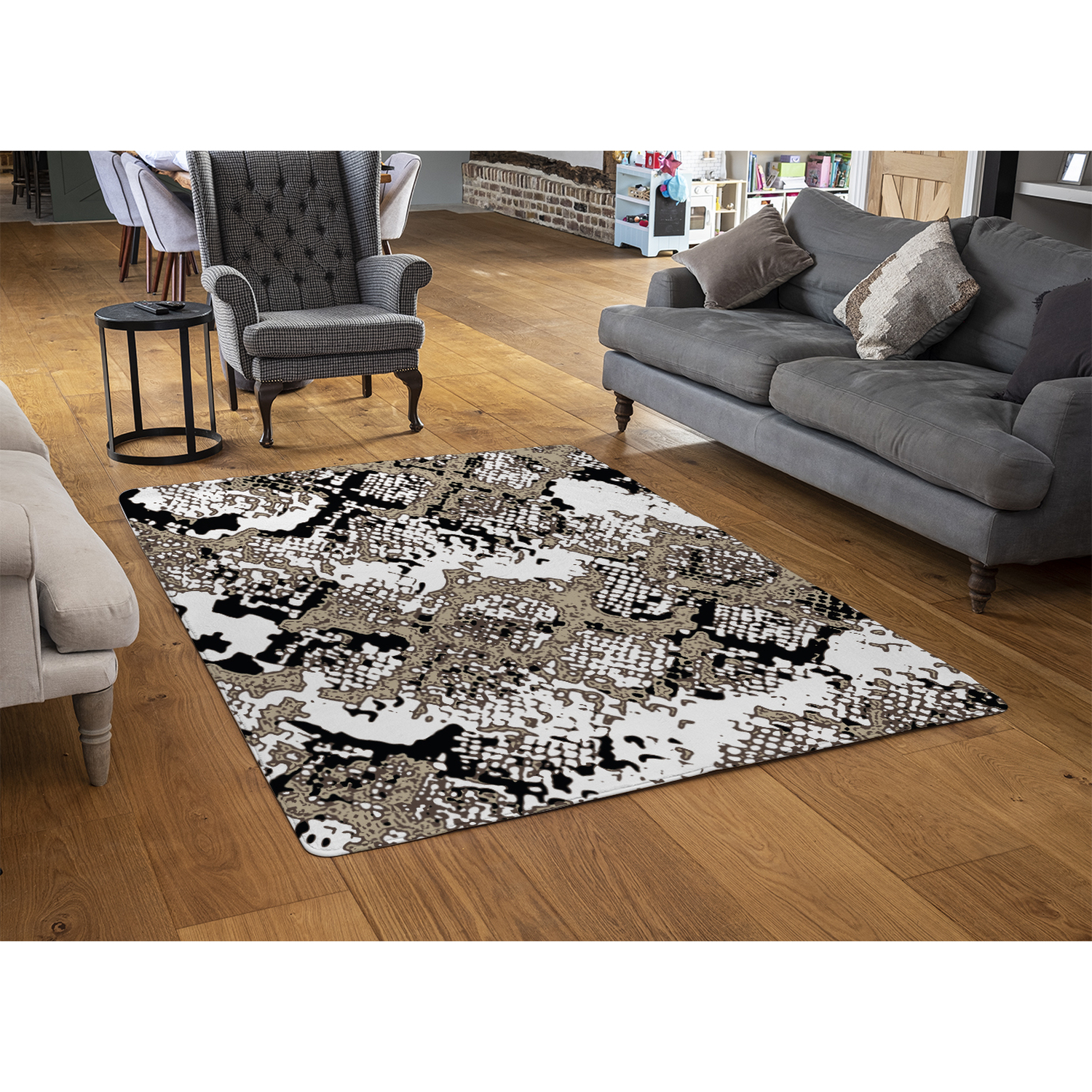Grunge Pattern Rug - Brown / 150cm thumbnail