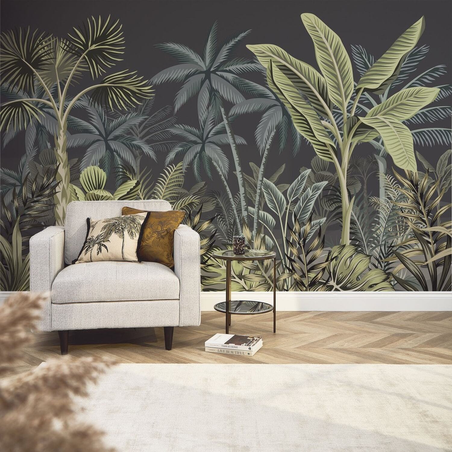 I Love Wallpaper Jungle Escape Teal Mural - Dark Teal