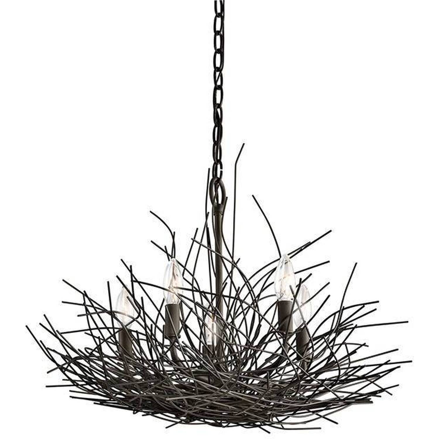 Organique 5 Light Pendant Chandelier Light Old Bronze, E14 - Old Bronze