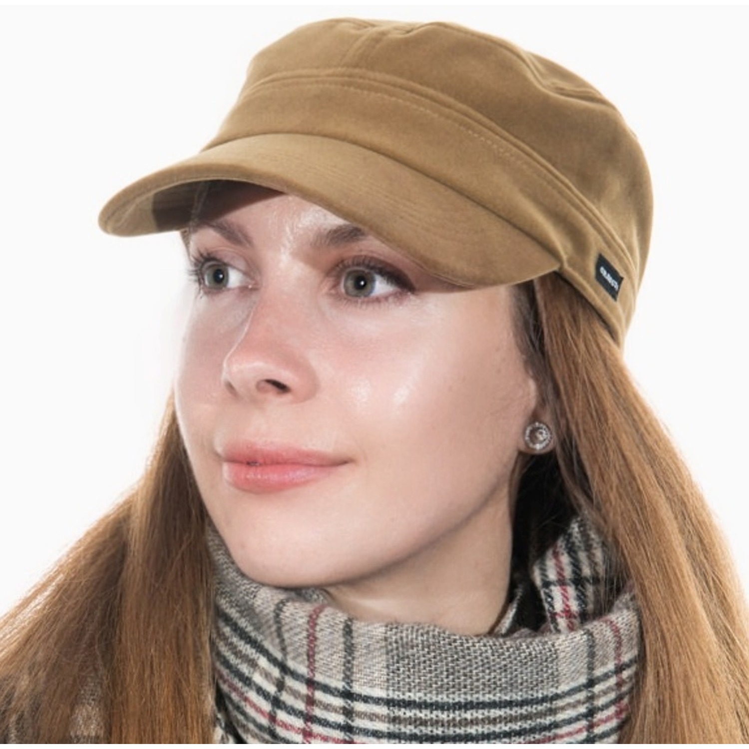 Craggi Vintage Velvet Style Newsboy Baker Boy Cap in Light Tan