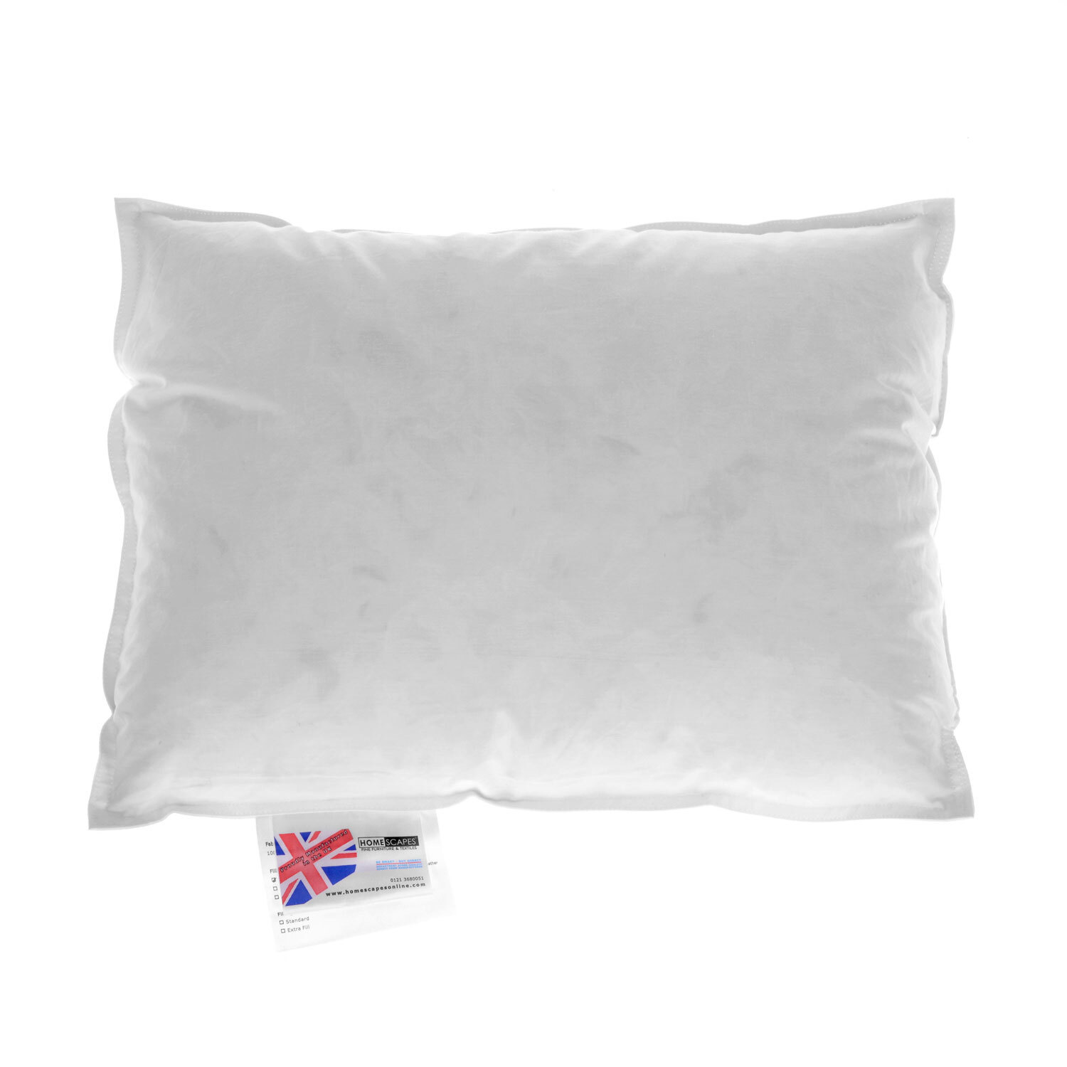 Homescapes Duck Feather & Down Cushion Pad Inner Insert Filler in White | Size: 50 cm x 35 cm