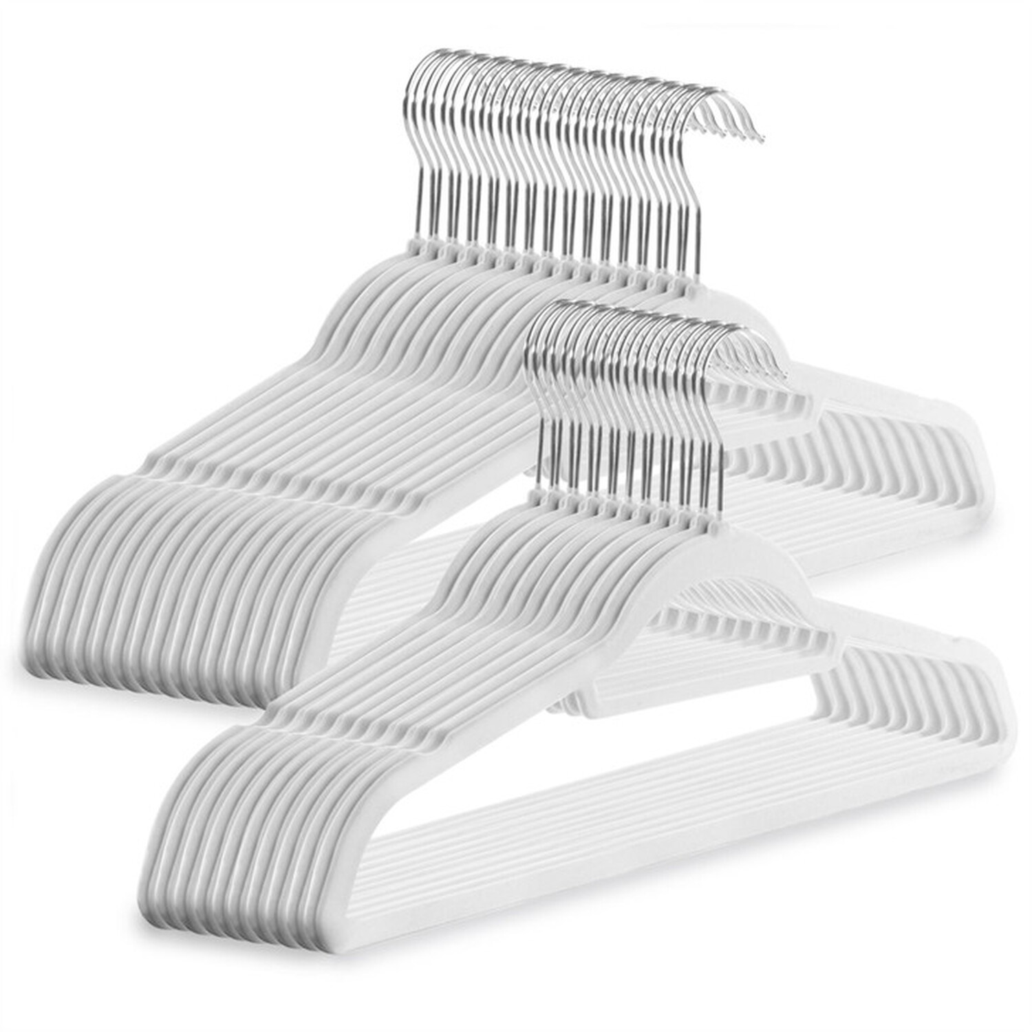Image of Pack of 50 Velvet Coat Hangers - White