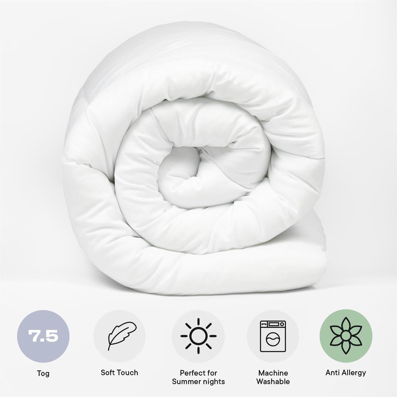 7 5 Tog Anti Allergy Duvet - White Single