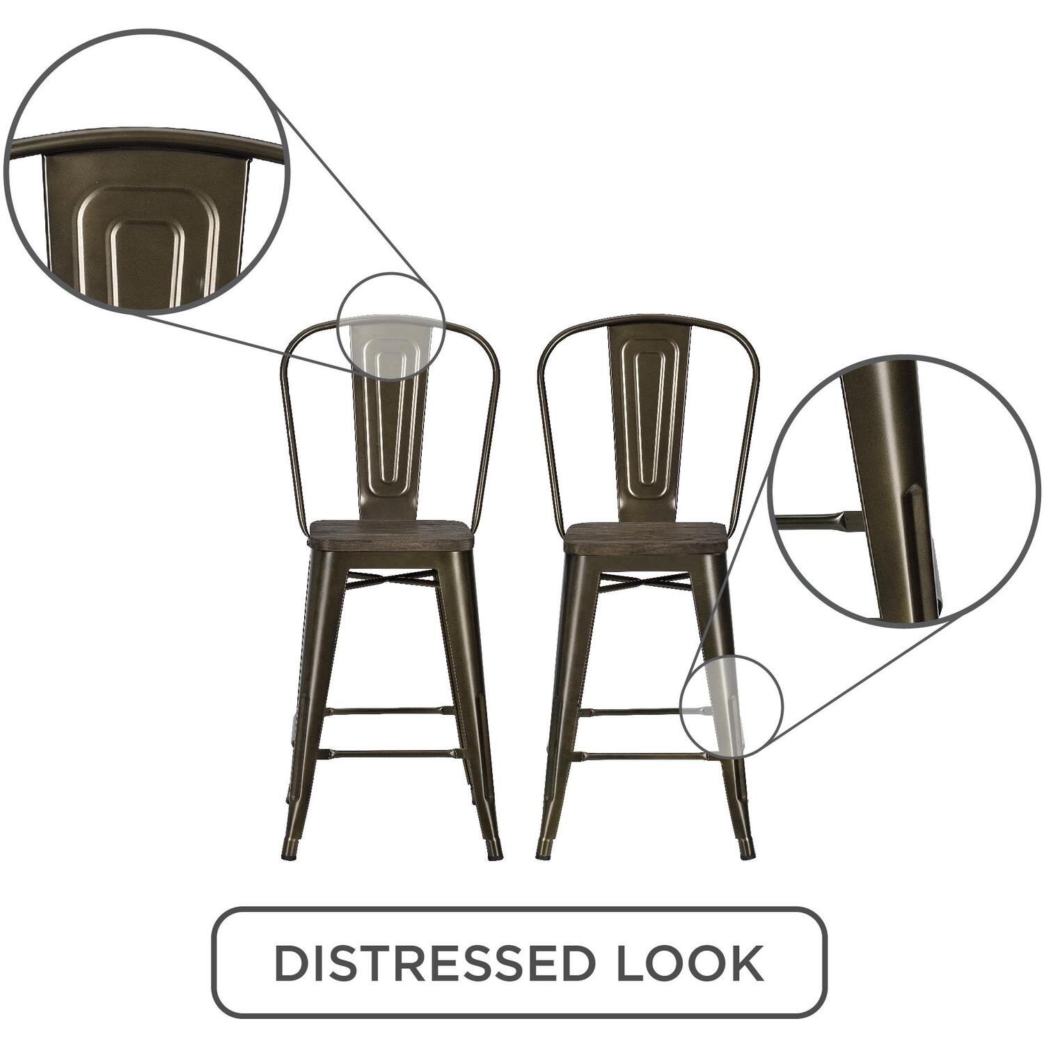 Luxor 24in Metal Counter Stool 2pk - Bronze