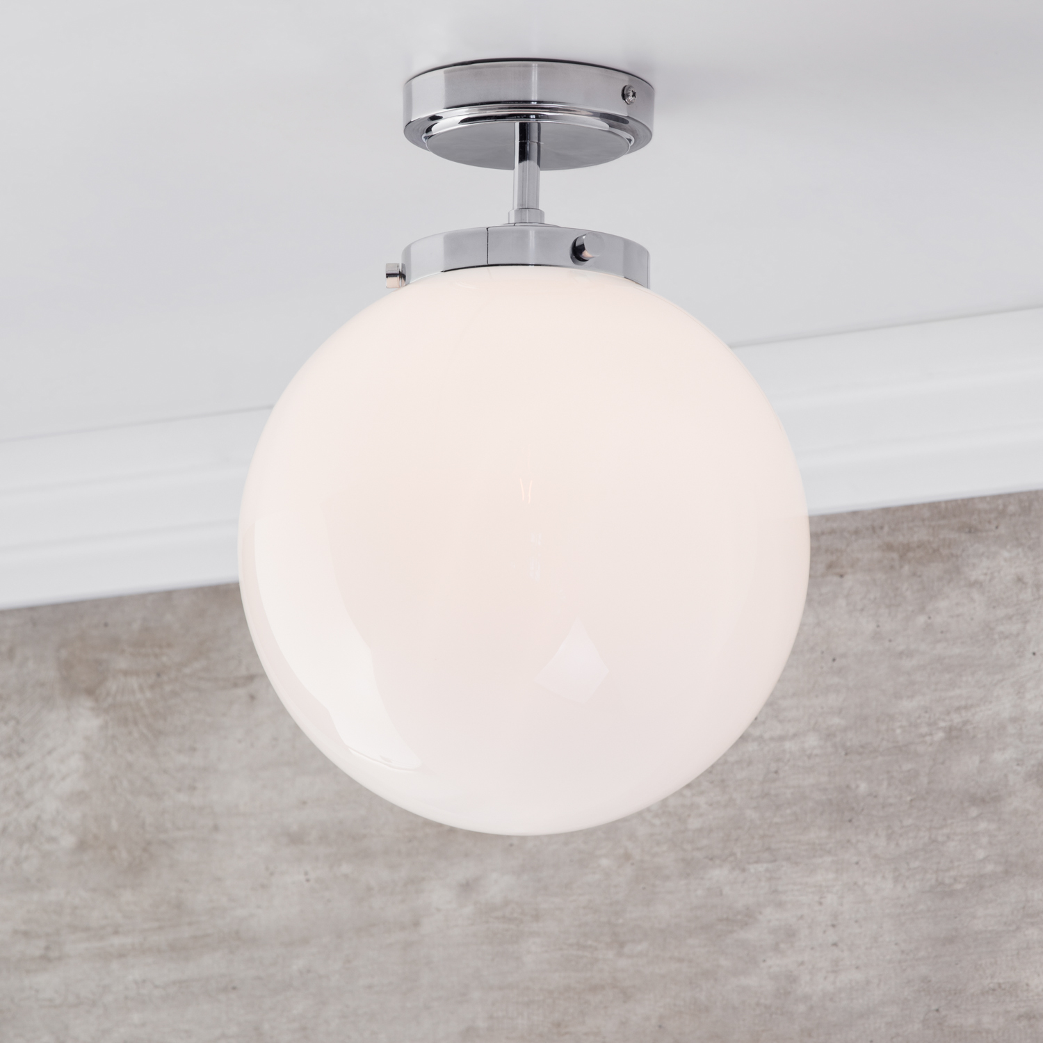 Preston Bathroom Semi Flush Globe Ceiling Light - Chrome