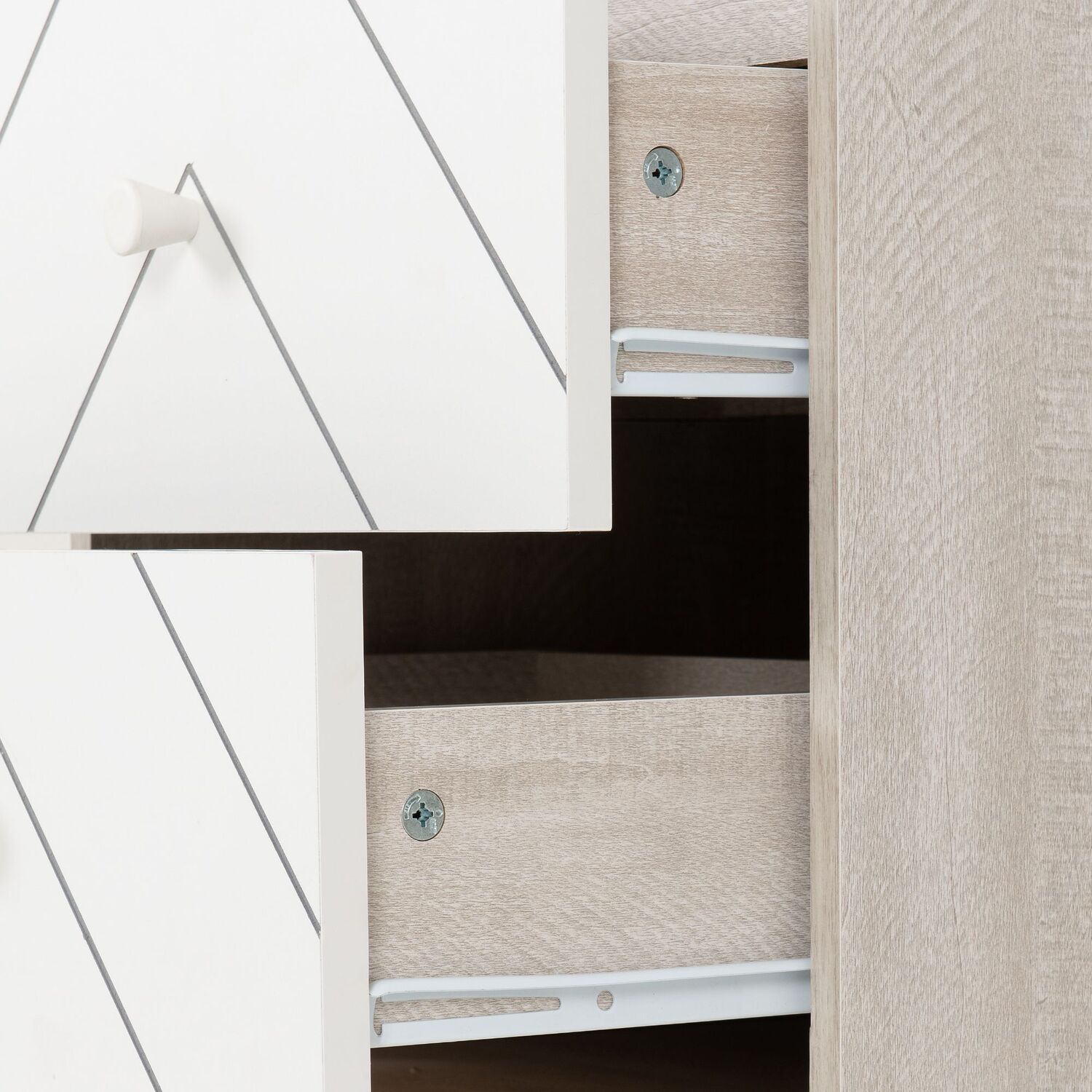 Dixie 2 Drawer Bedside - White Dusty Grey