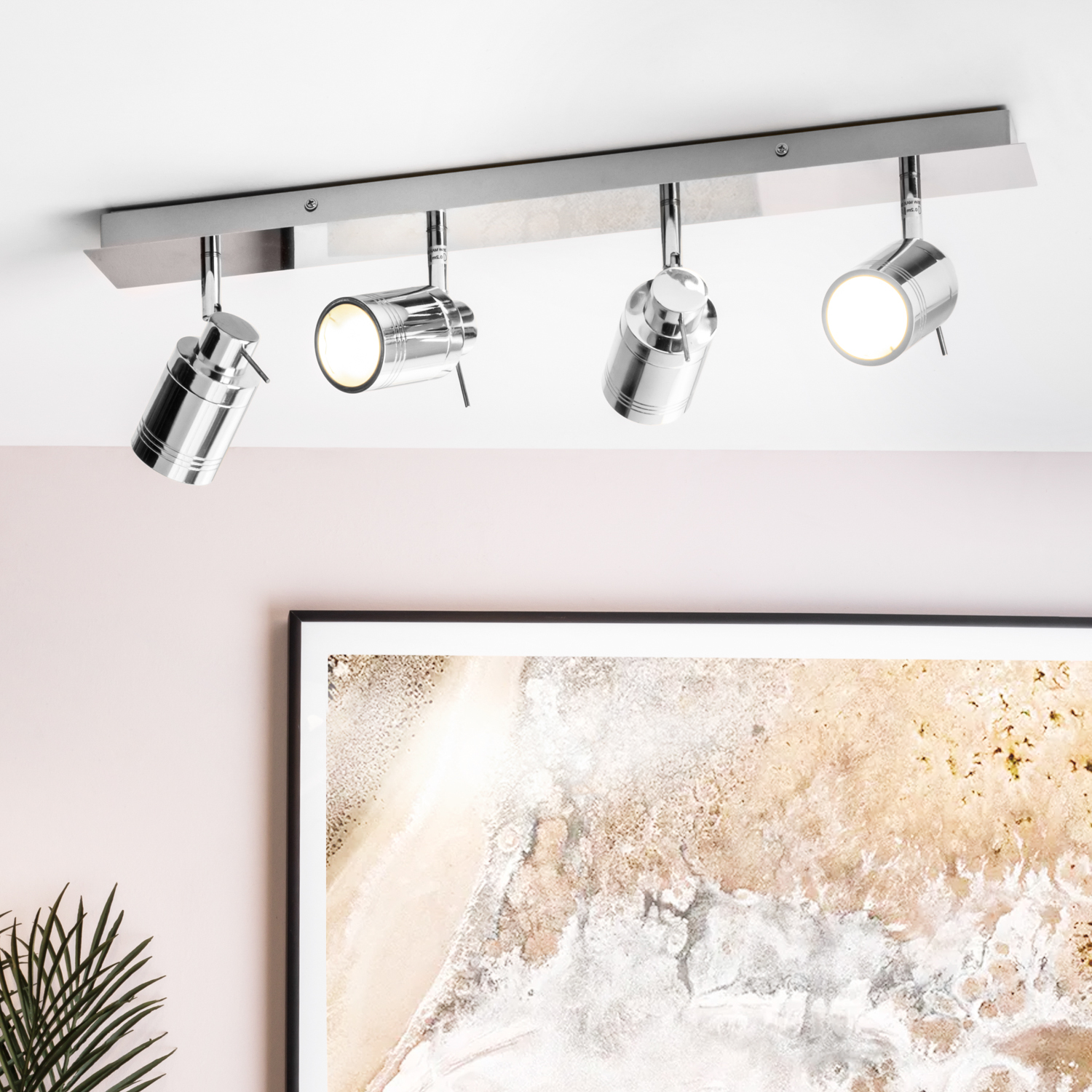 Hugo 4 Light Bathroom Ceiling Spotlight Bar - Chrome