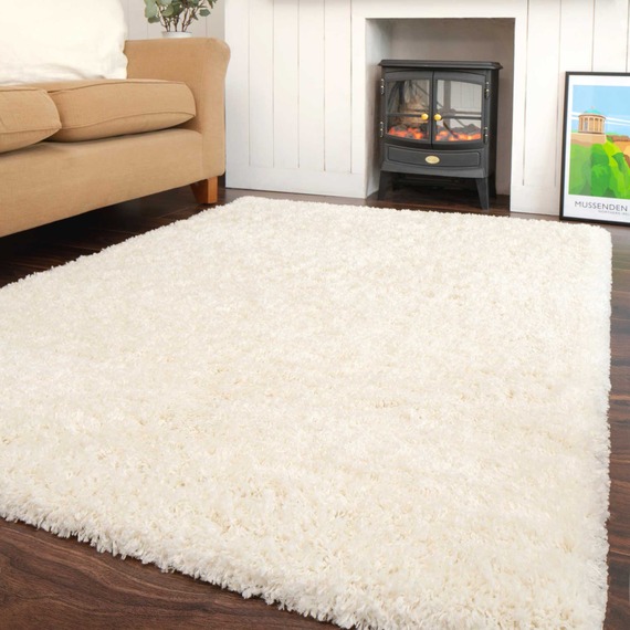 Super Soft Cream Shaggy Living Area Rug