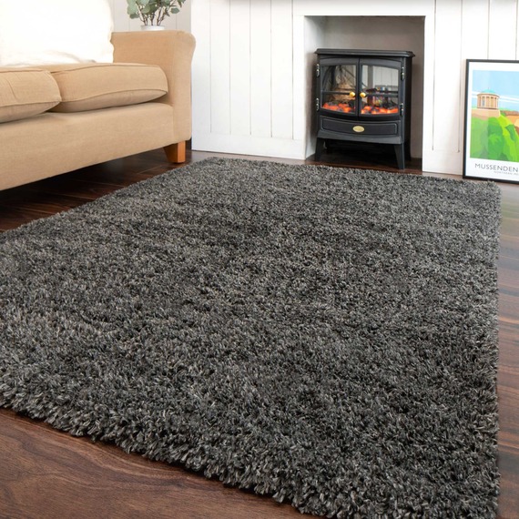 Super Soft Slate Grey Shaggy Living Area Rug