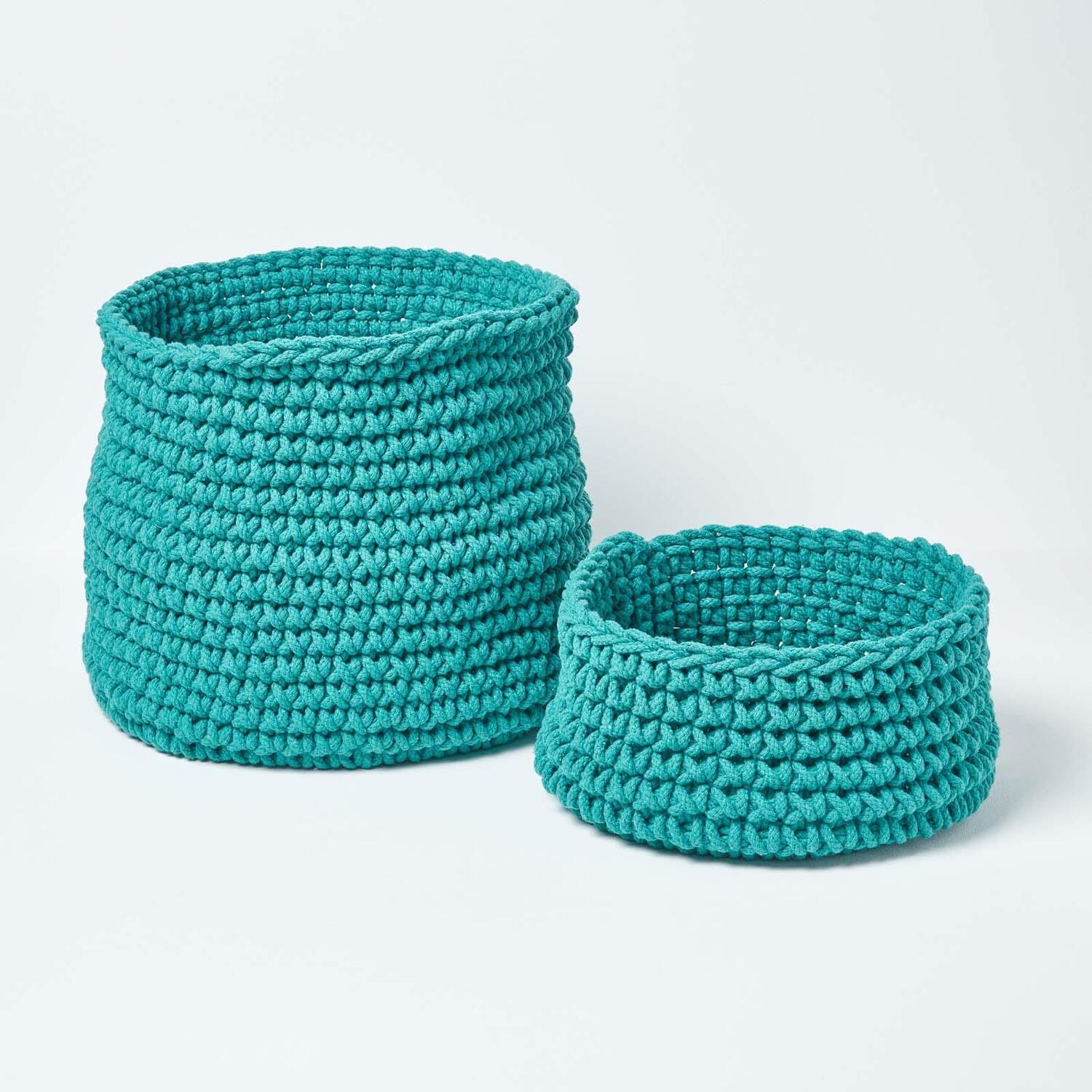 Image of Cotton Knitted Round Storage Basket -&hellip;