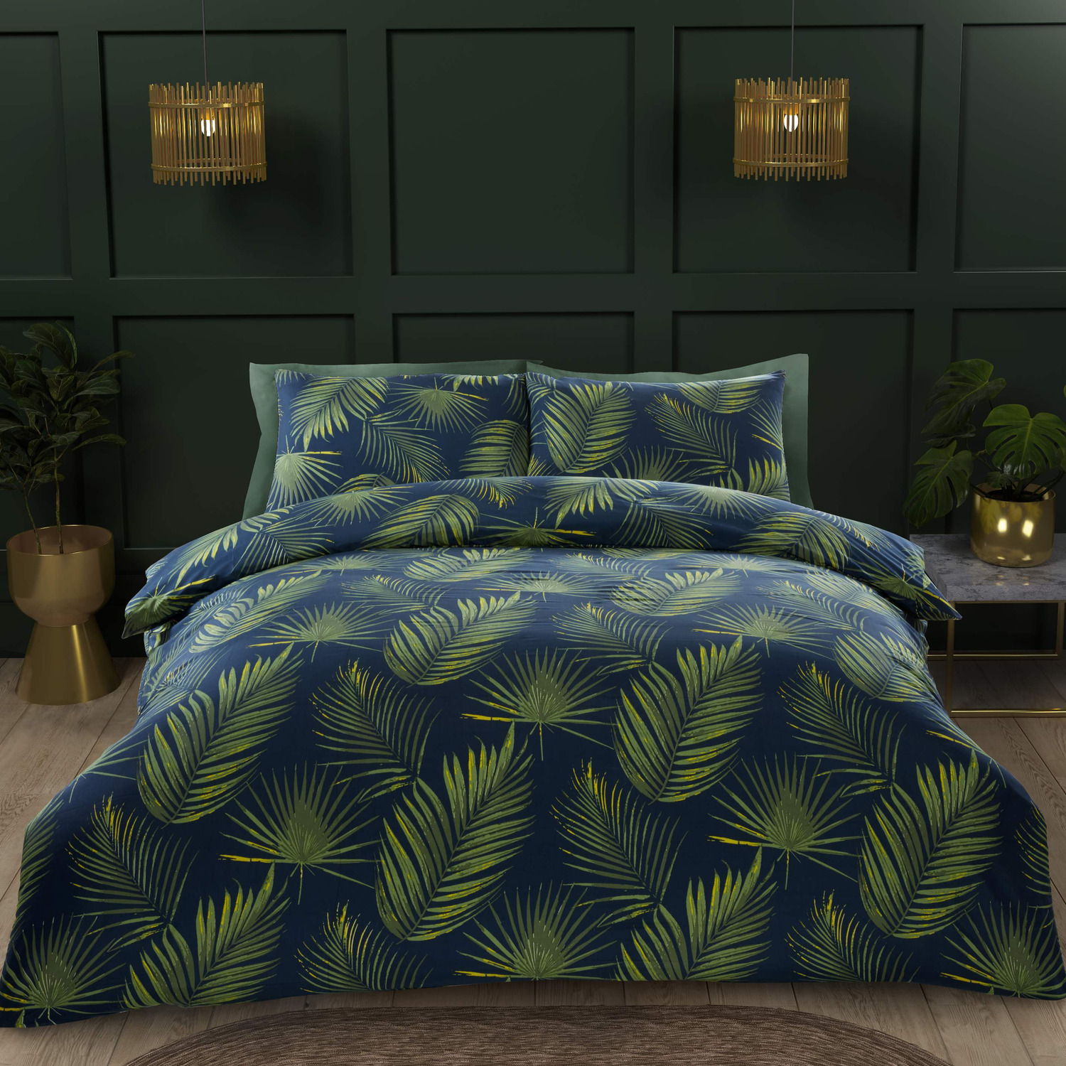 Palma Microfibre Duvet Set - Green Double