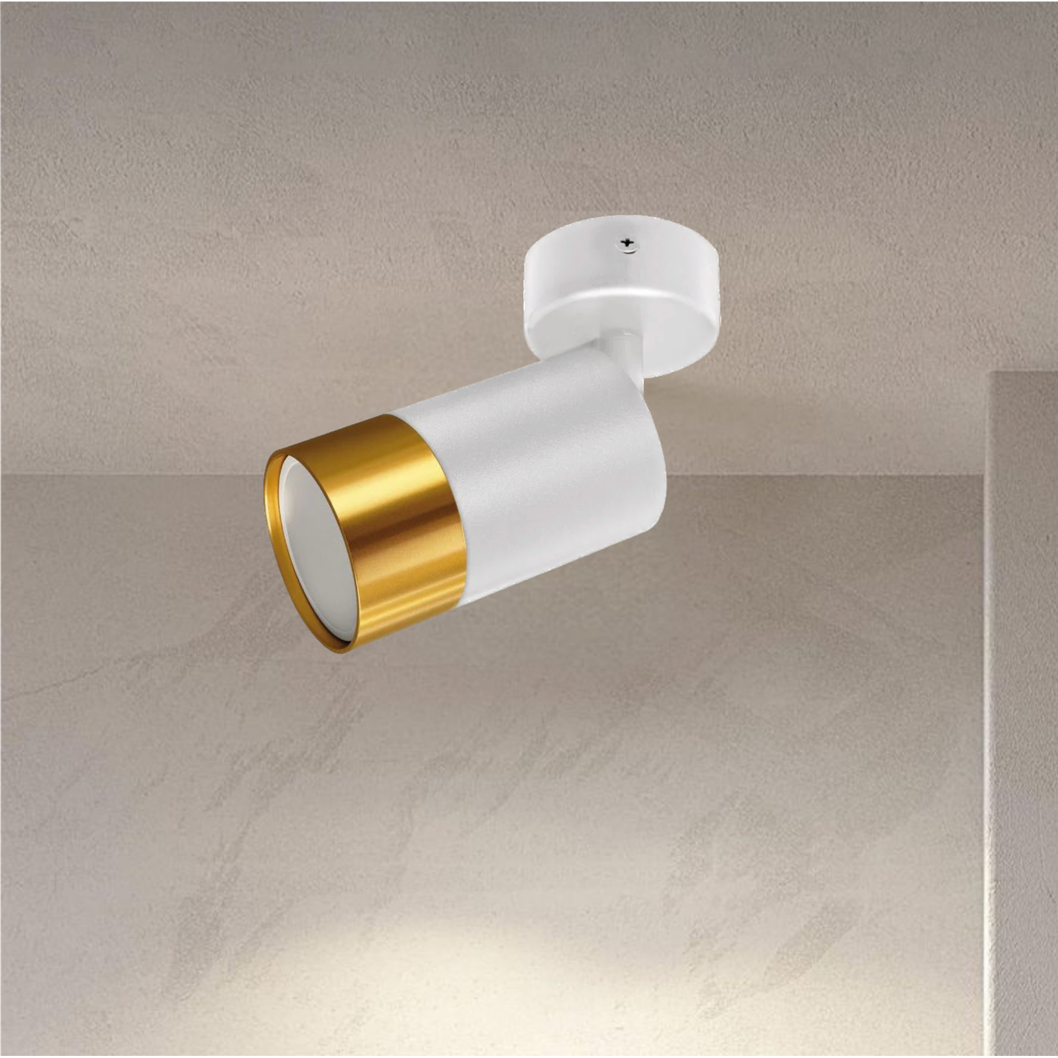 Cgc Puzon White Gold Adjustable Single Gu10 Spotlight Wall Or Ceiling Light - White