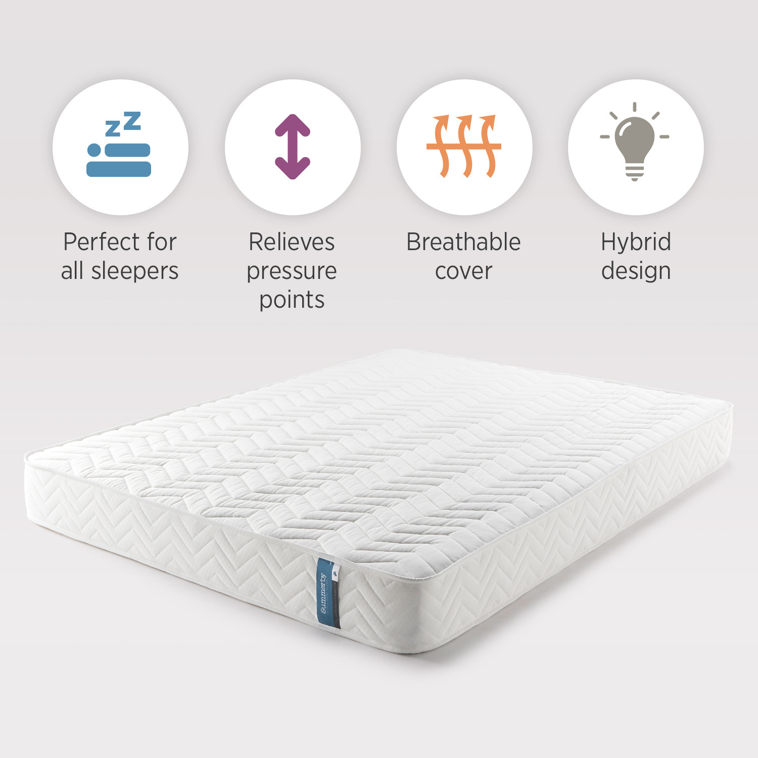 Summerby Sleep No 1 Coil Spring And Memory Foam Hybrid Mattress - White Single