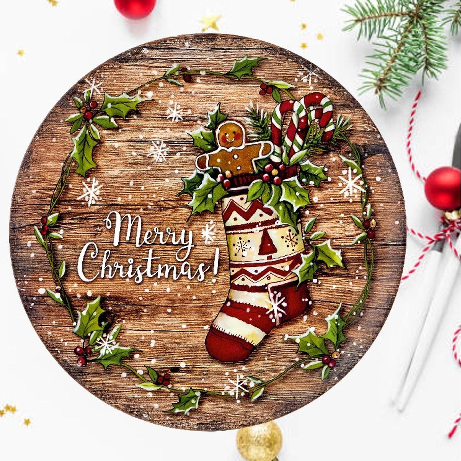 Image of Christmas Stocking Charger Plate Large Dinner&hellip;
