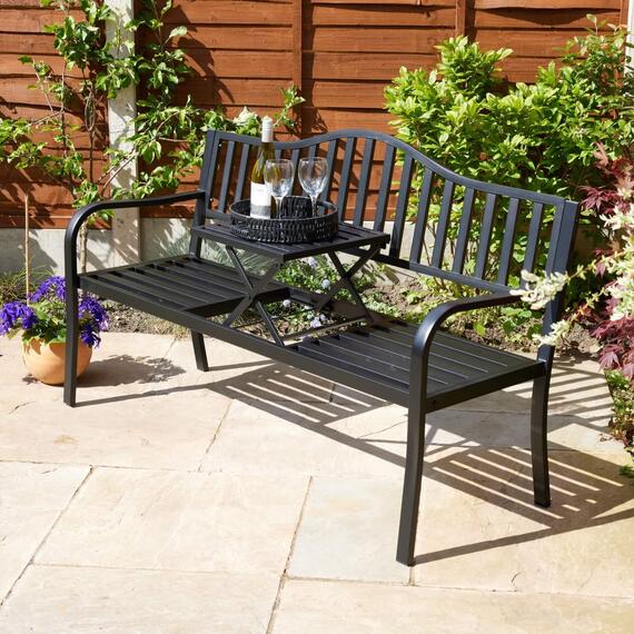 Home Source Valletta Metal Outdoor Garden Loveseat Bench