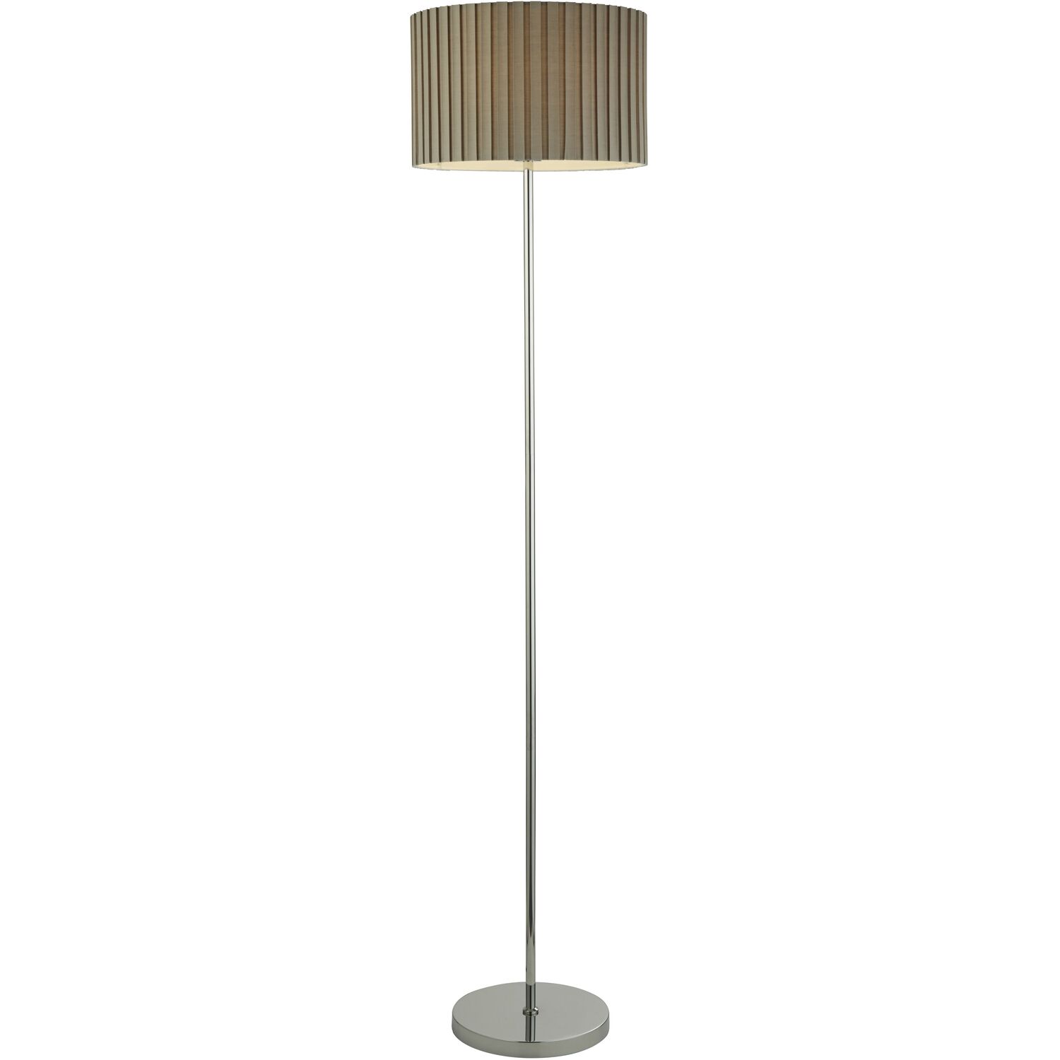 Grey Pleated Shade Floor Lamp - Chrome
