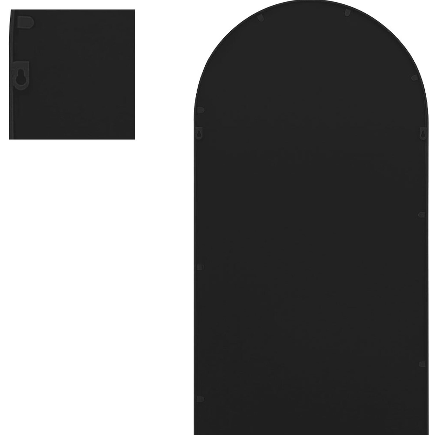 Arcus Window Framed Arch Leaner Garden Wall Mirror - Black 60cm