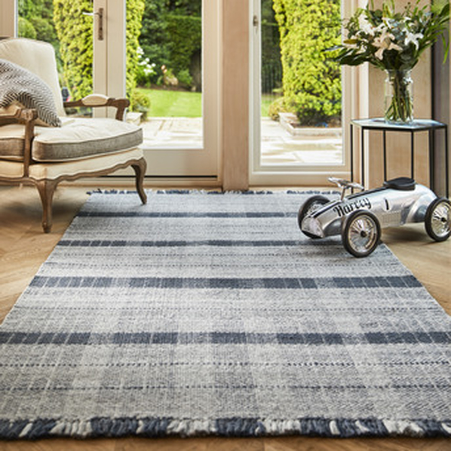 The Rug Wholesaler - Navy Washable Tartan Living Room Rug - Navy / 200cm thumbnail